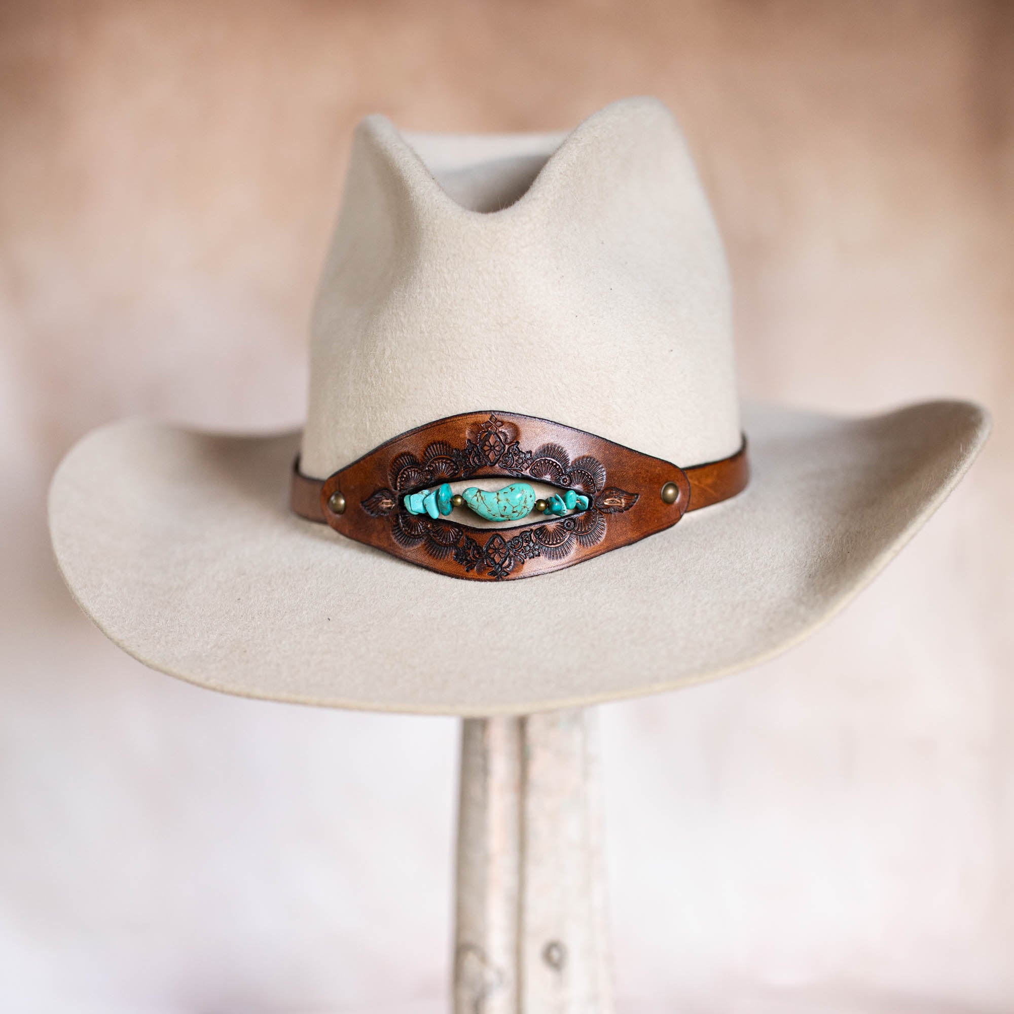 Beaded Crown Hat Band with Turquoise