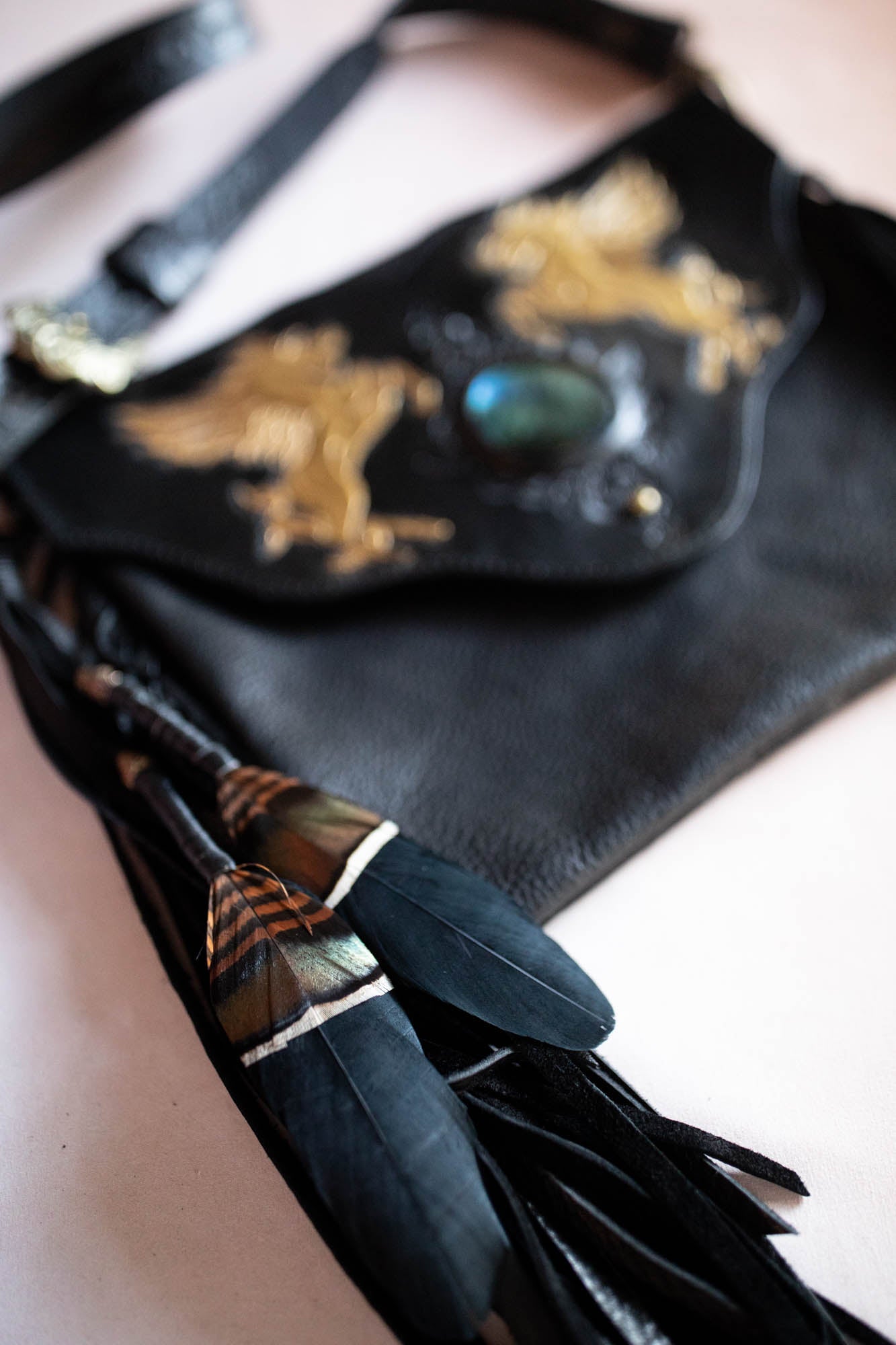 Black Magic Pegasus Gypsy Wanderer Bag with Labradorite