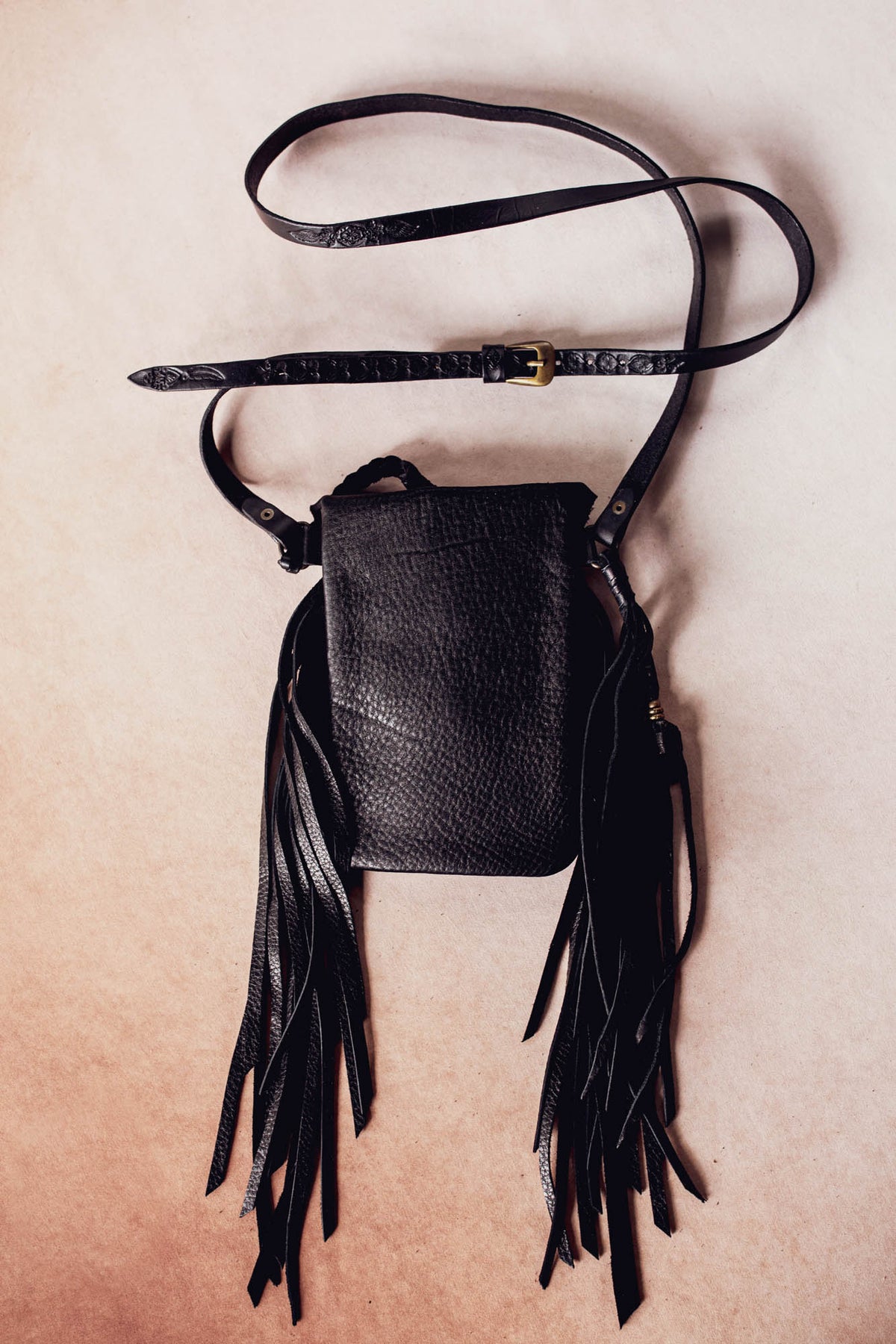 Nomad Phone Pouch with Stag Horn & Smoky Quartz Wand