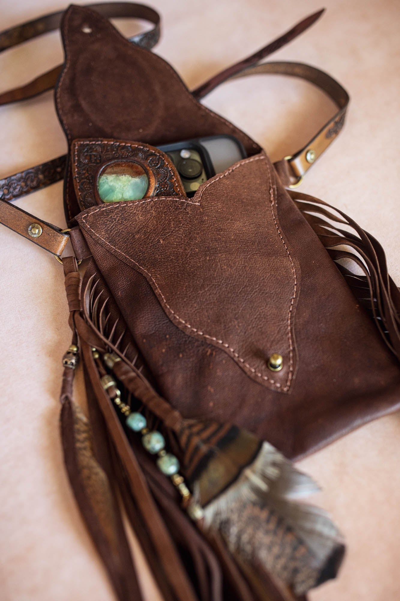 Gypsy Wanderer Phone Pouch with Dragon Stone