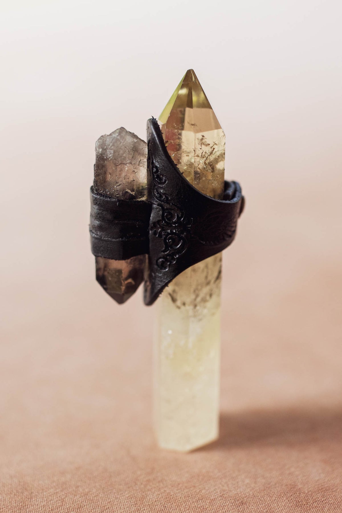 Black Magic Druid Ring with Smoky Quartz