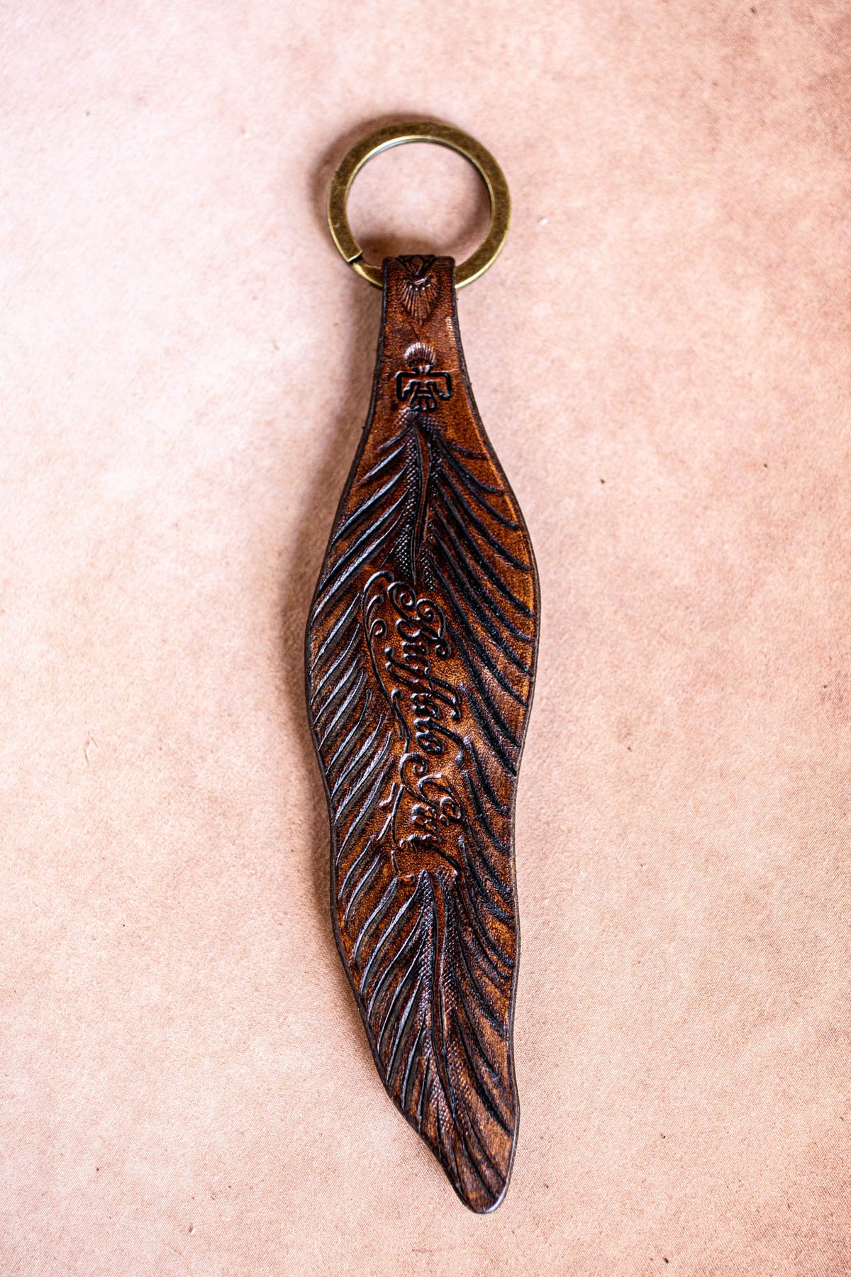 Feather Key Ring with Turquoise