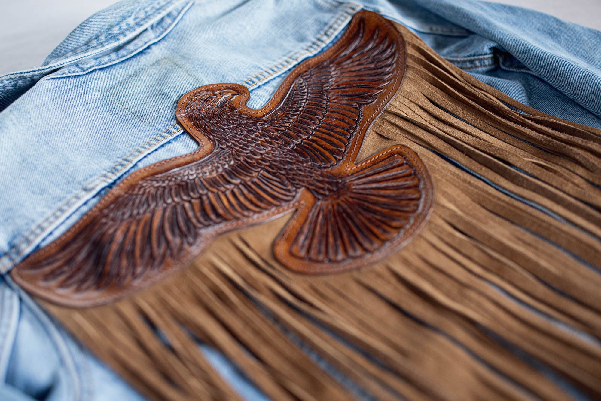 Blue Denim Easy Rider Tasseled Eagle Jacket