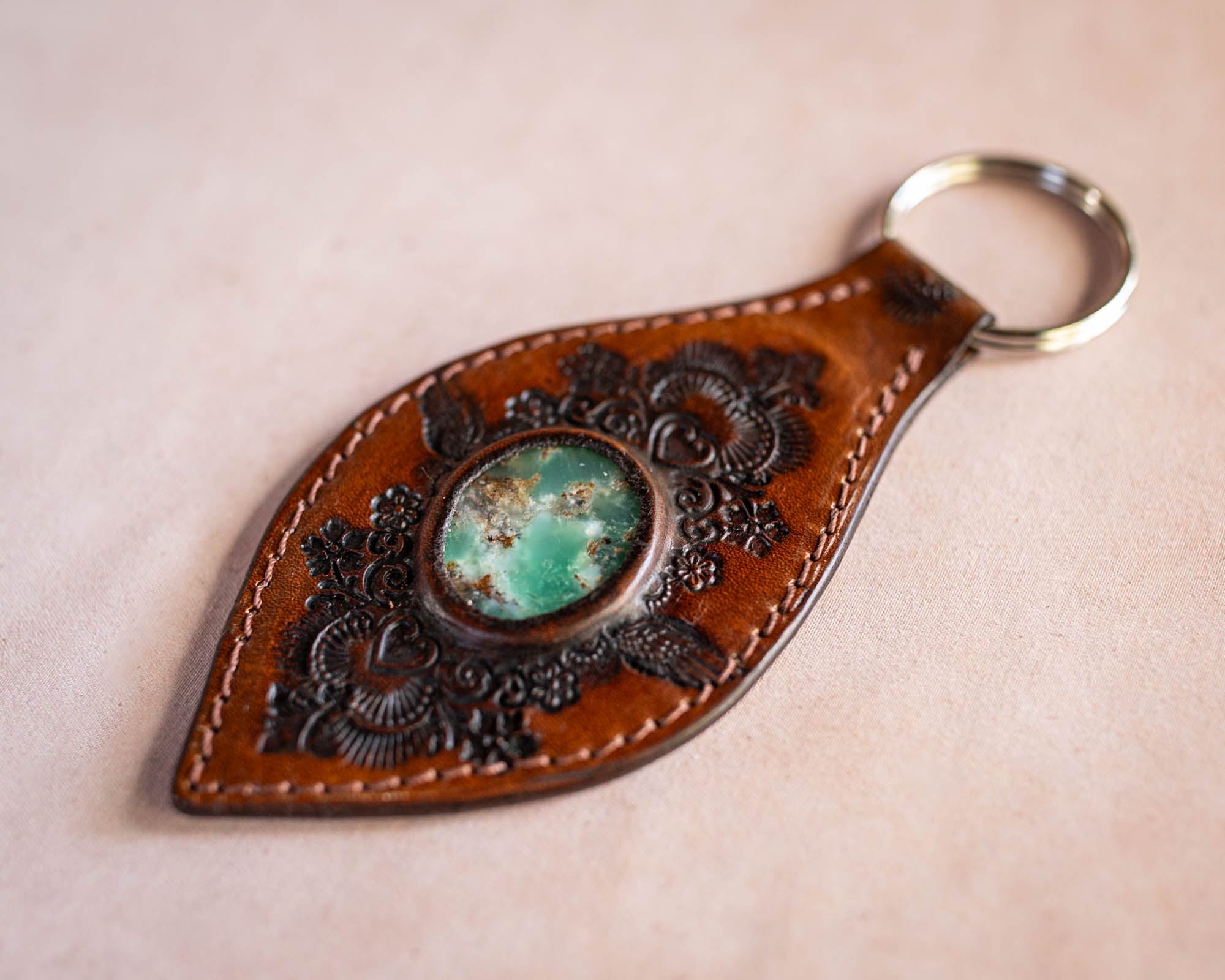 Mandala Key Ring with Chrysoprase