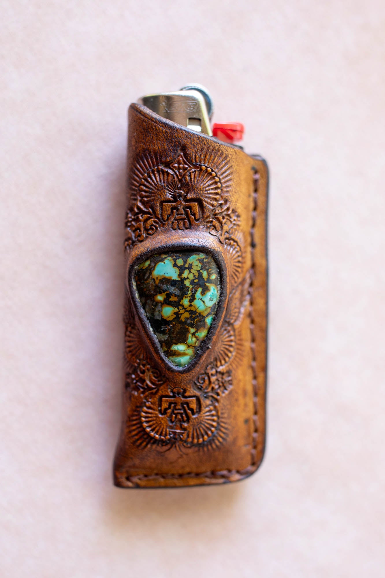 Woodstock Lighter Case with Turquoise