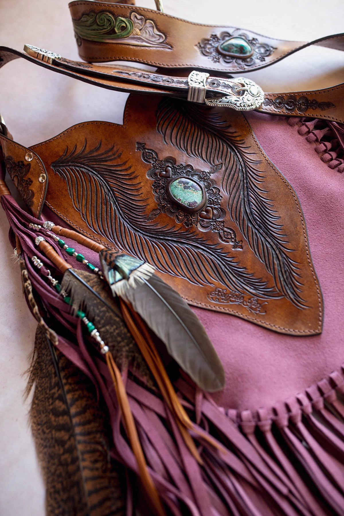 Wild West Lilly Tasselled Bag with Malachite Azurite