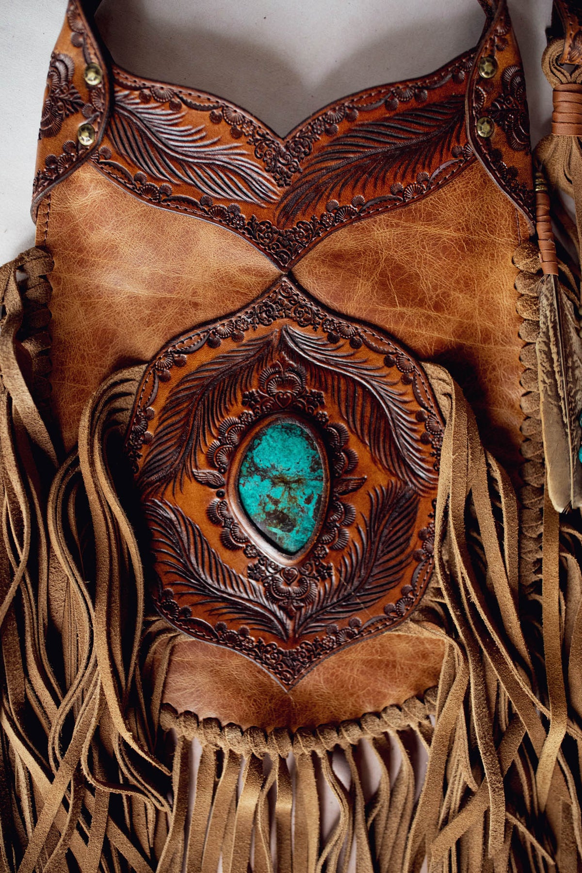 Petite Apache Tasseled Bag with Turquoise