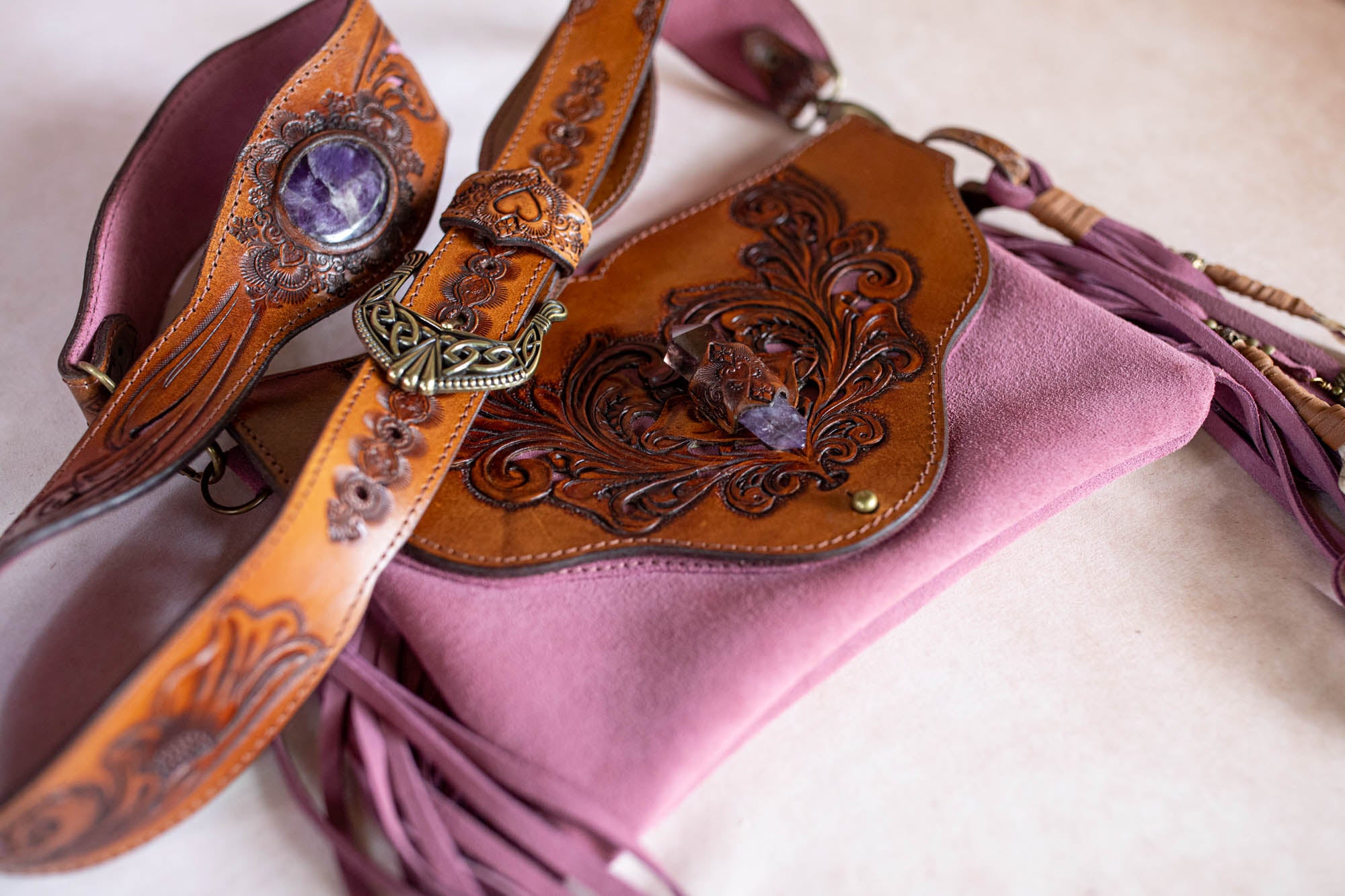 Petite Gypsy Wanderer Bag with Amethyst - Buffalo Girl®