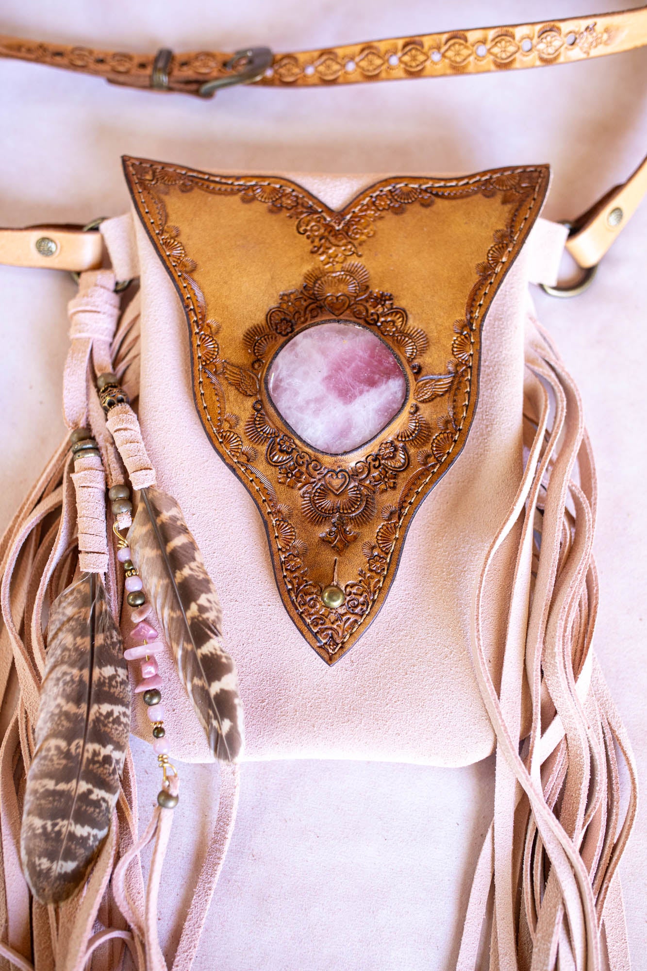 Gypsy Wanderer Phone Pouch with Rose Quartz
