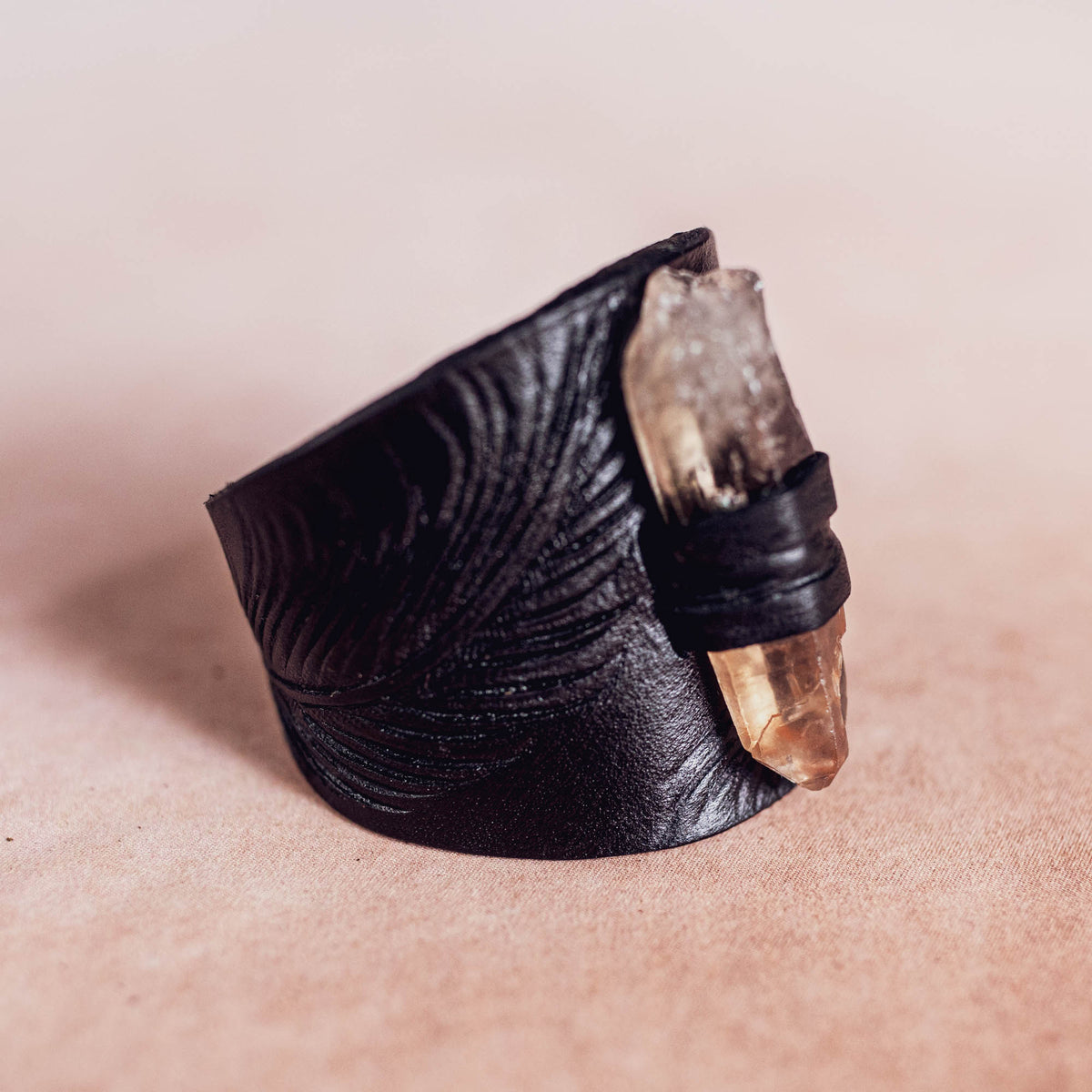 Petite Eagle Feather Priestess Cuff with Smoky Quartz