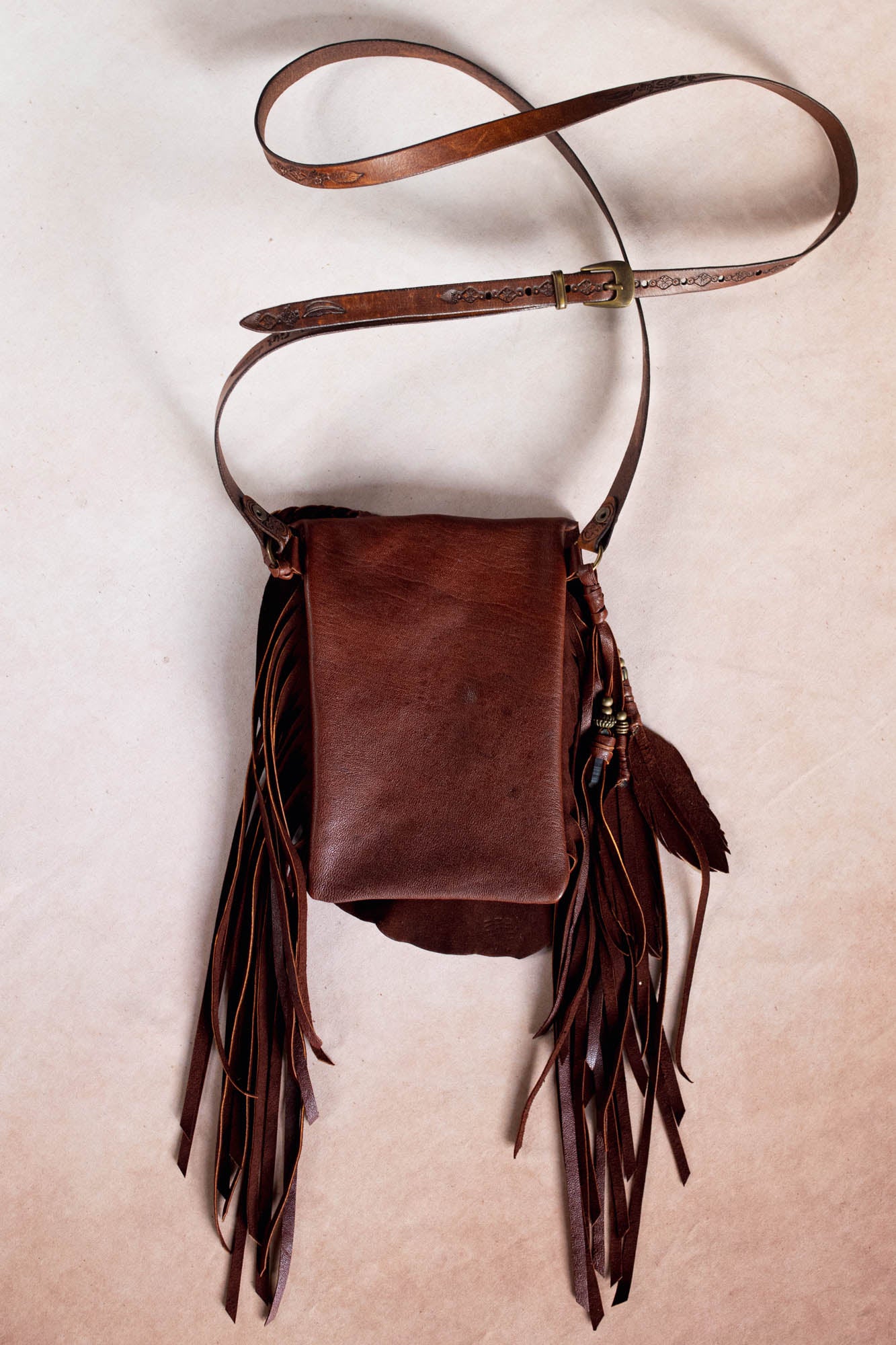 Nomad Phone Pouch with Stag Horn & Smoky Quartz Wand
