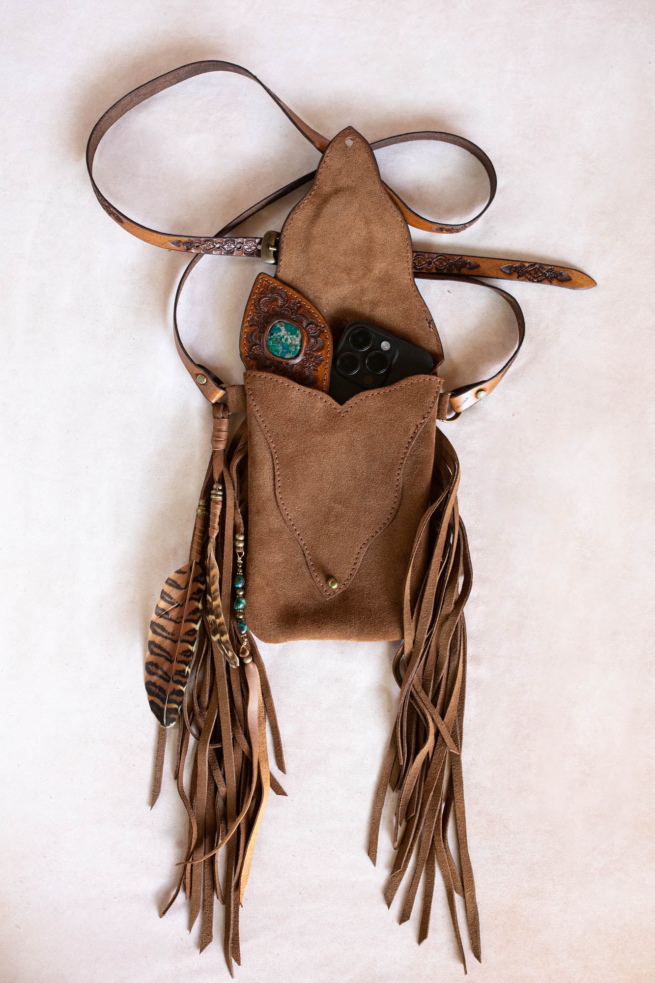 Gypsy Wanderer Phone Pouch with Turquoise