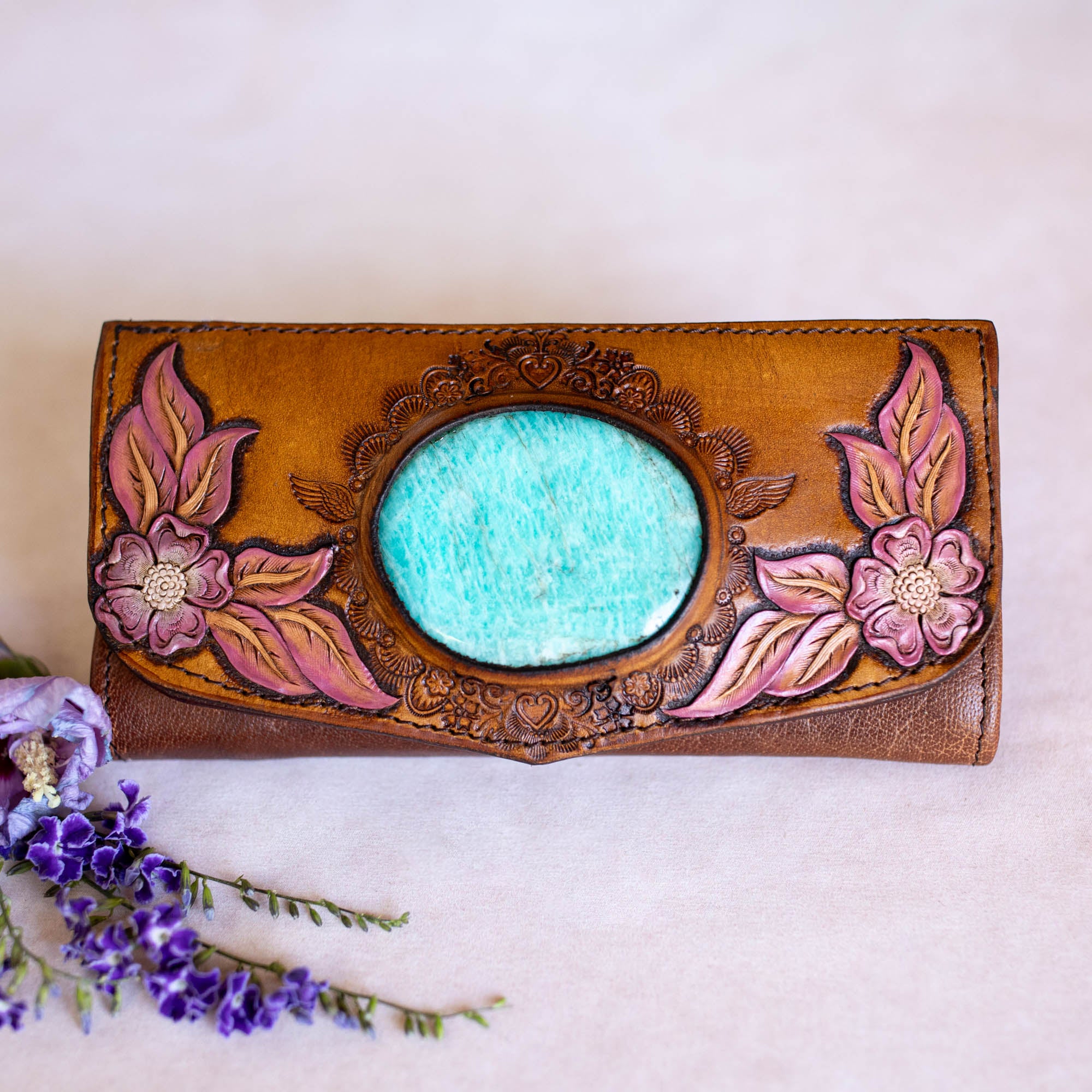 Desert Bloom Wallet with Amazonite