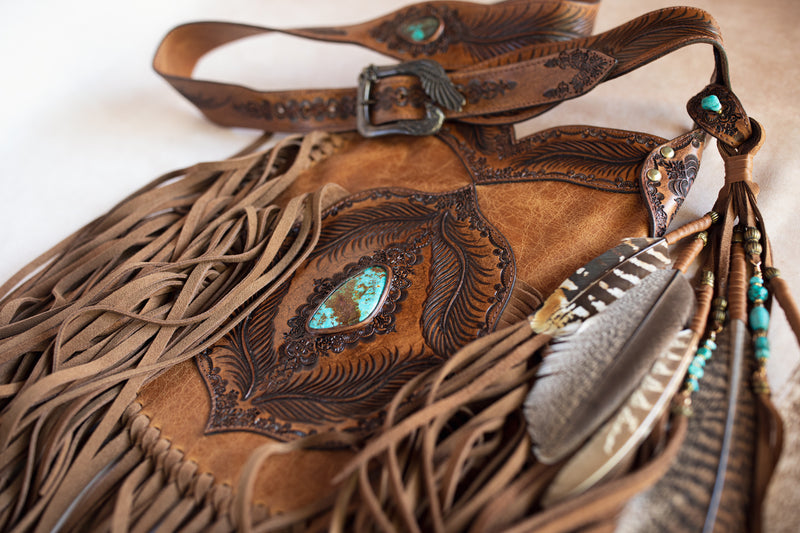 Apache Tasseled Bag with Royston Turquoise