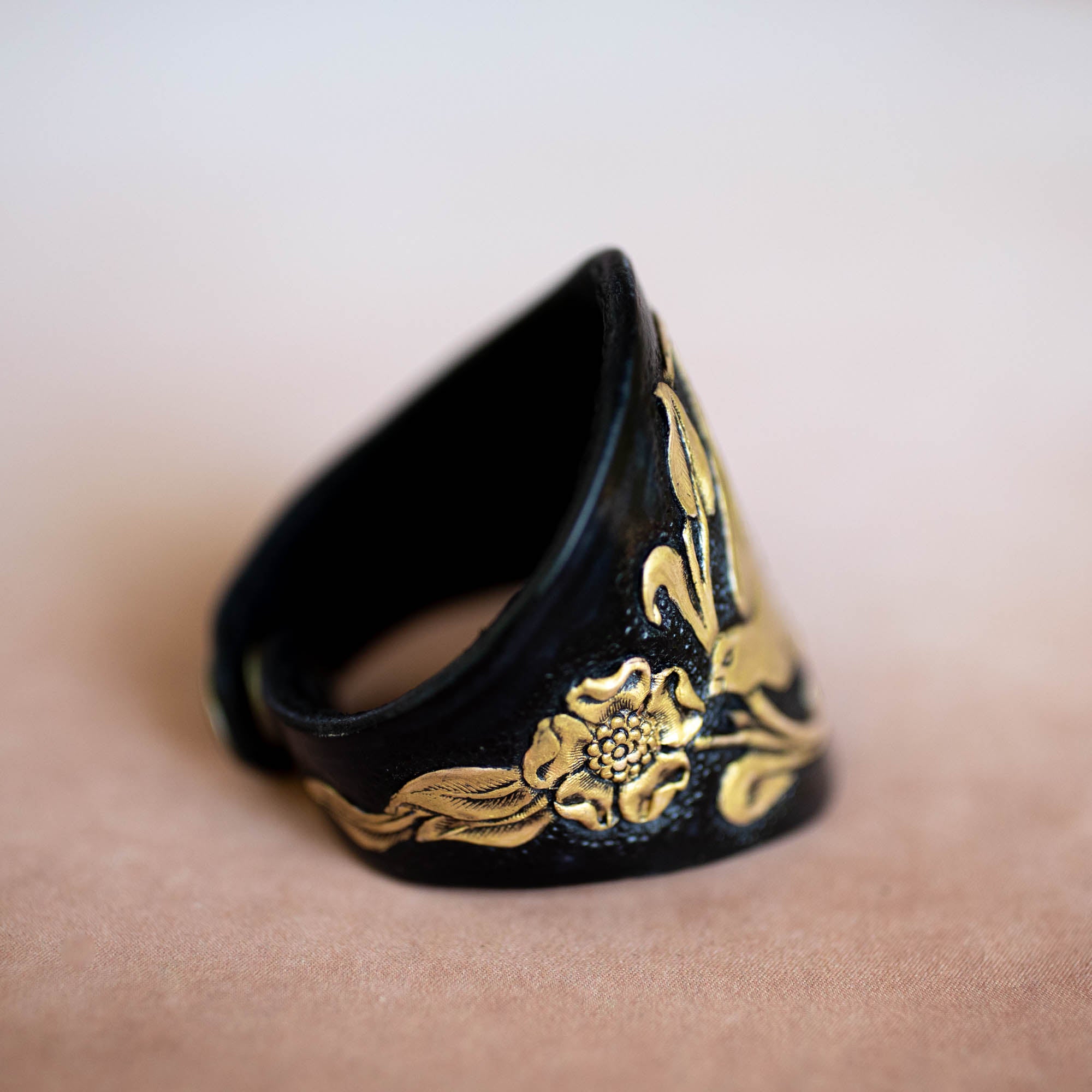 Hand Painted Black & Gold Swallow Cuff