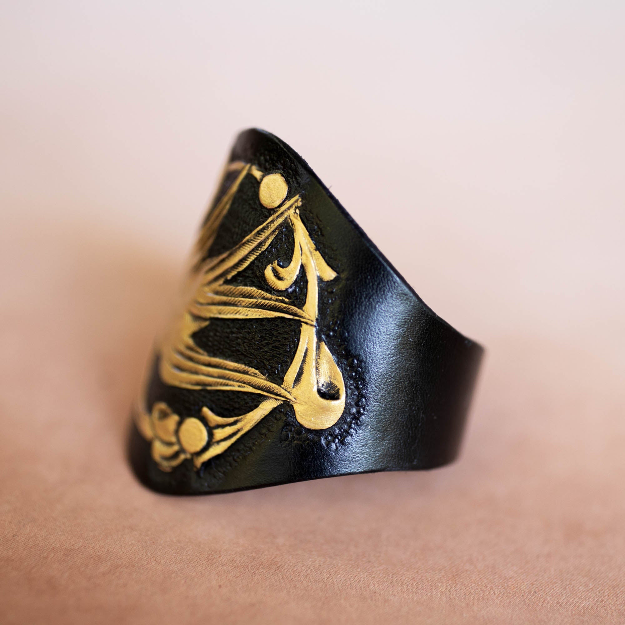 Hand Painted Black & Gold Swallow Cuff