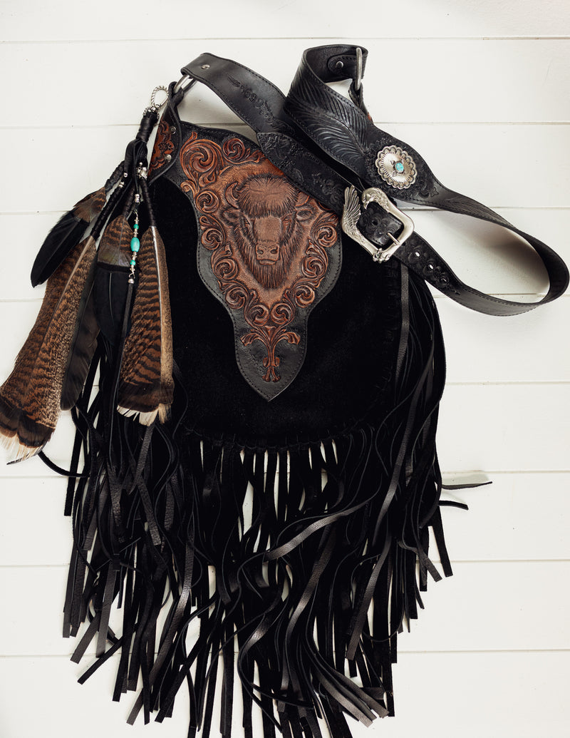 Black Bay Apache Eagle Bag with Navajo Conchos