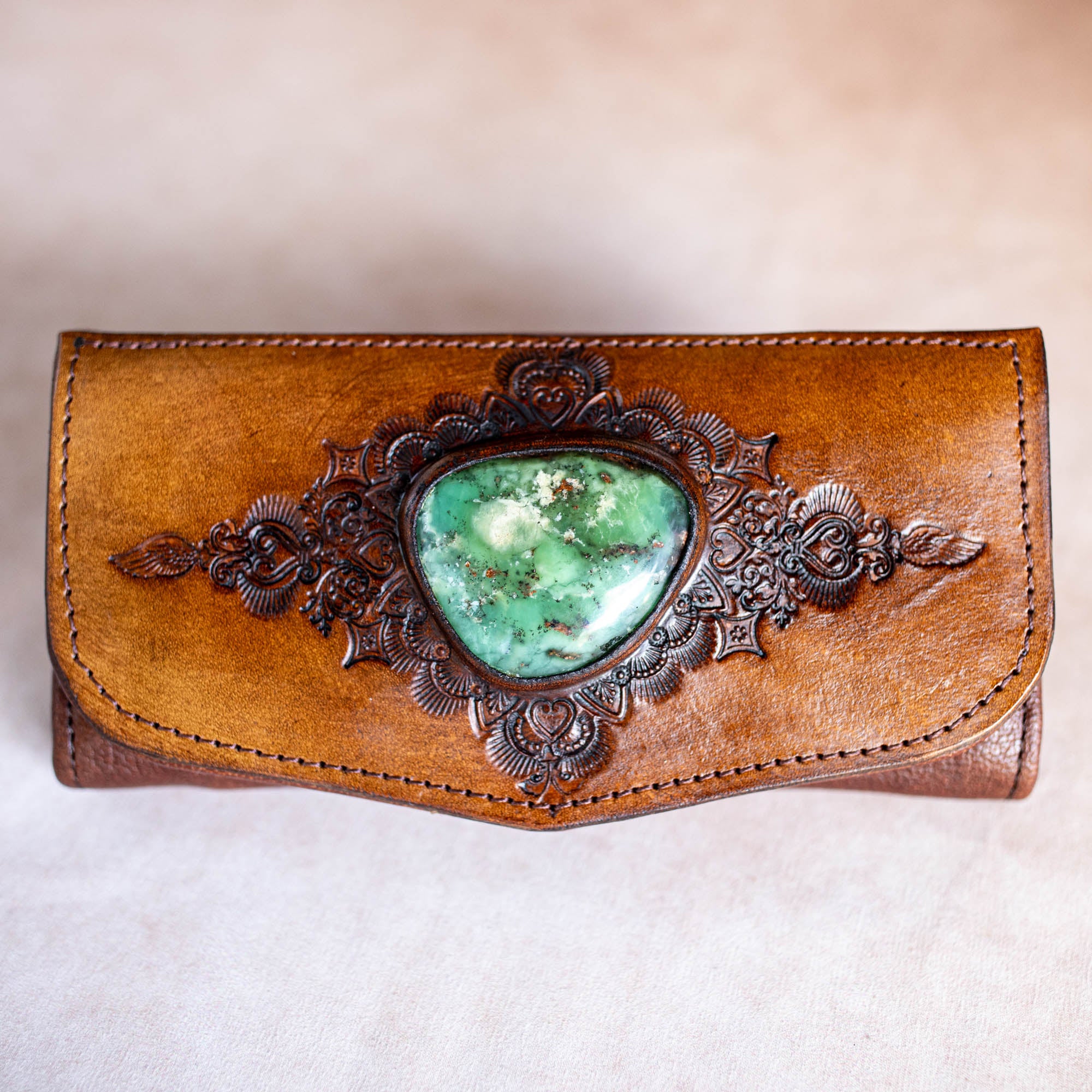 Mandala Wallet with Australian Chrysoprase