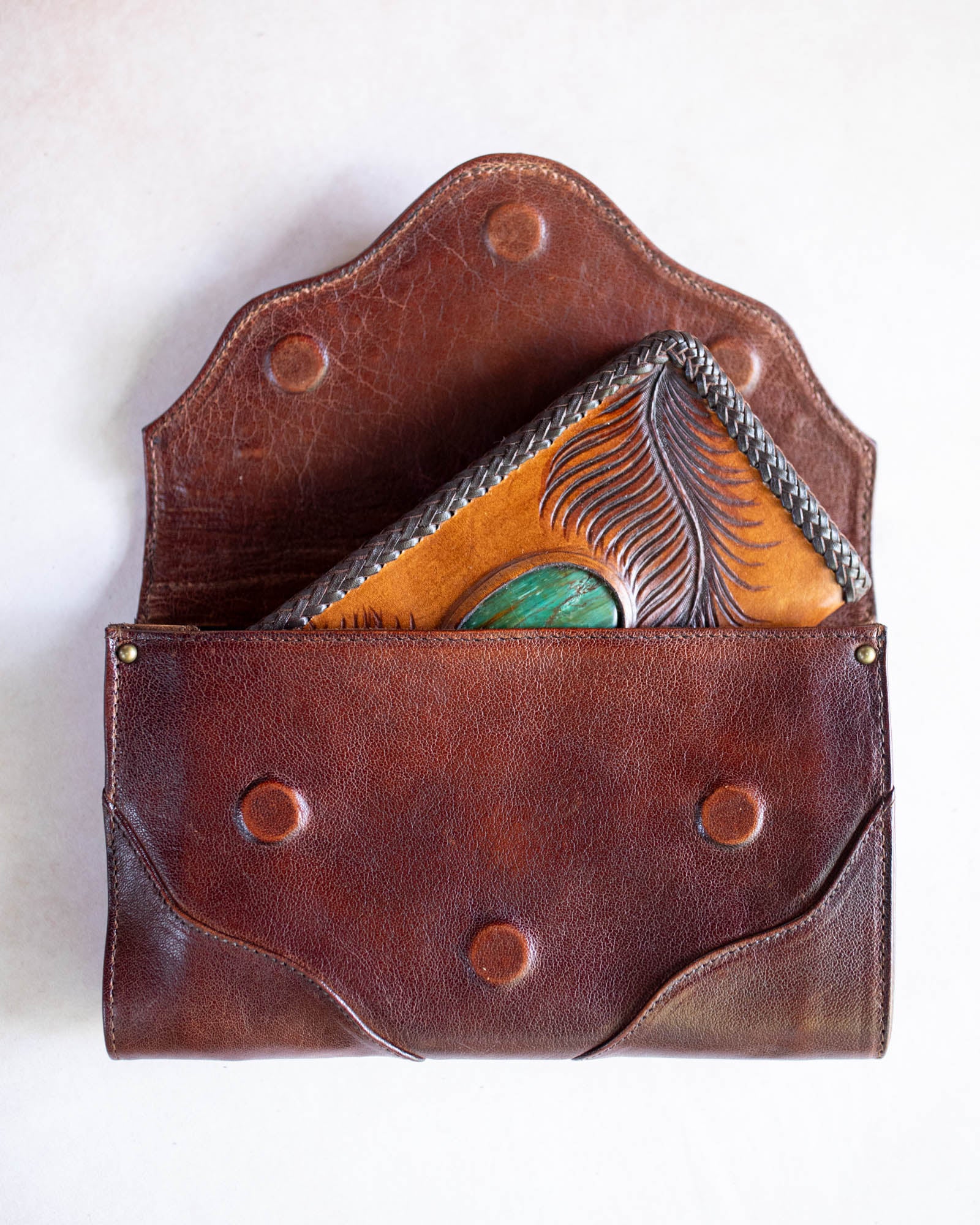 Eagle Feather Clutch with Chrysoporase