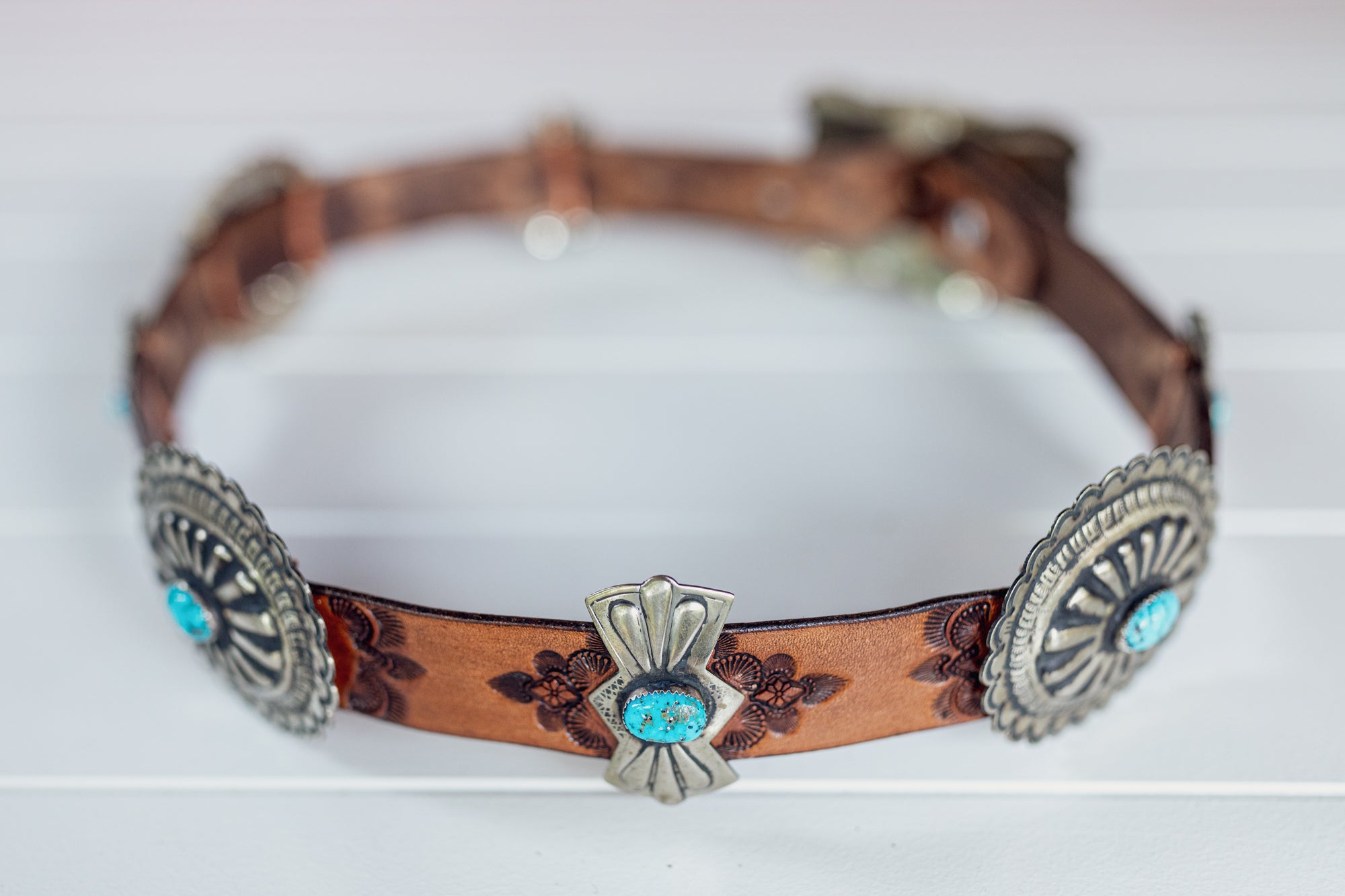 Navajo Concho Belt with Kingman Turquoise