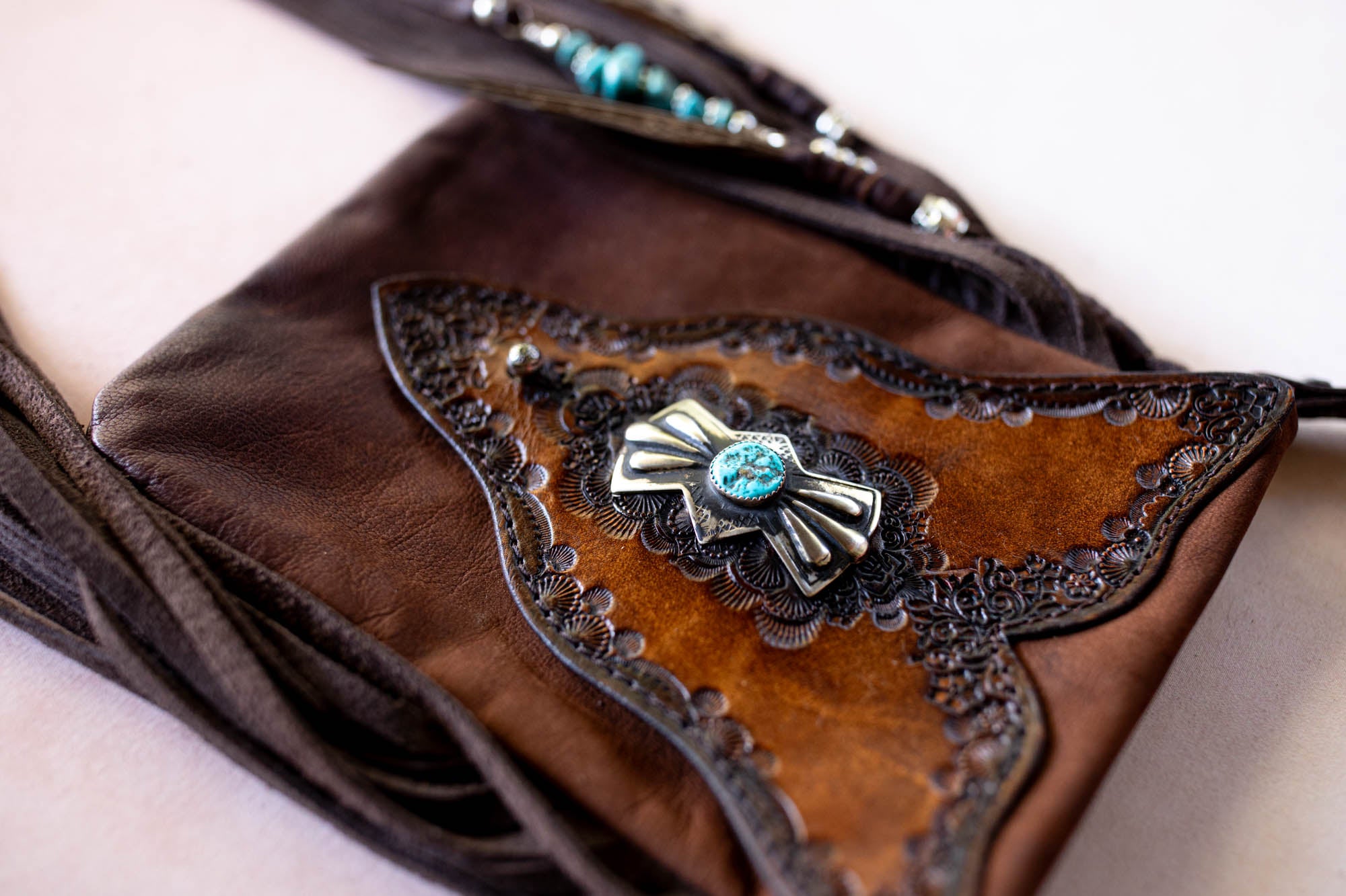 Gypsy Wanderer Phone Pouch with Navajo Concho