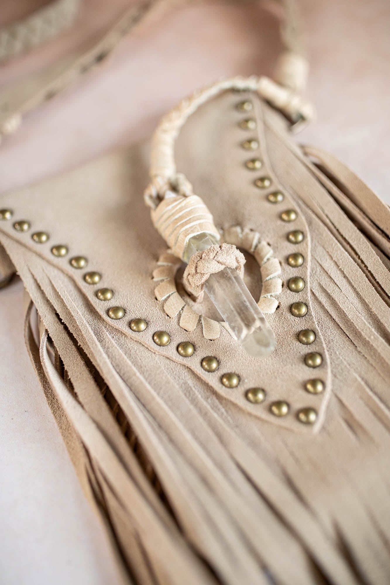 Tasselled Nomad Phone Pouch with Quartz Crystal