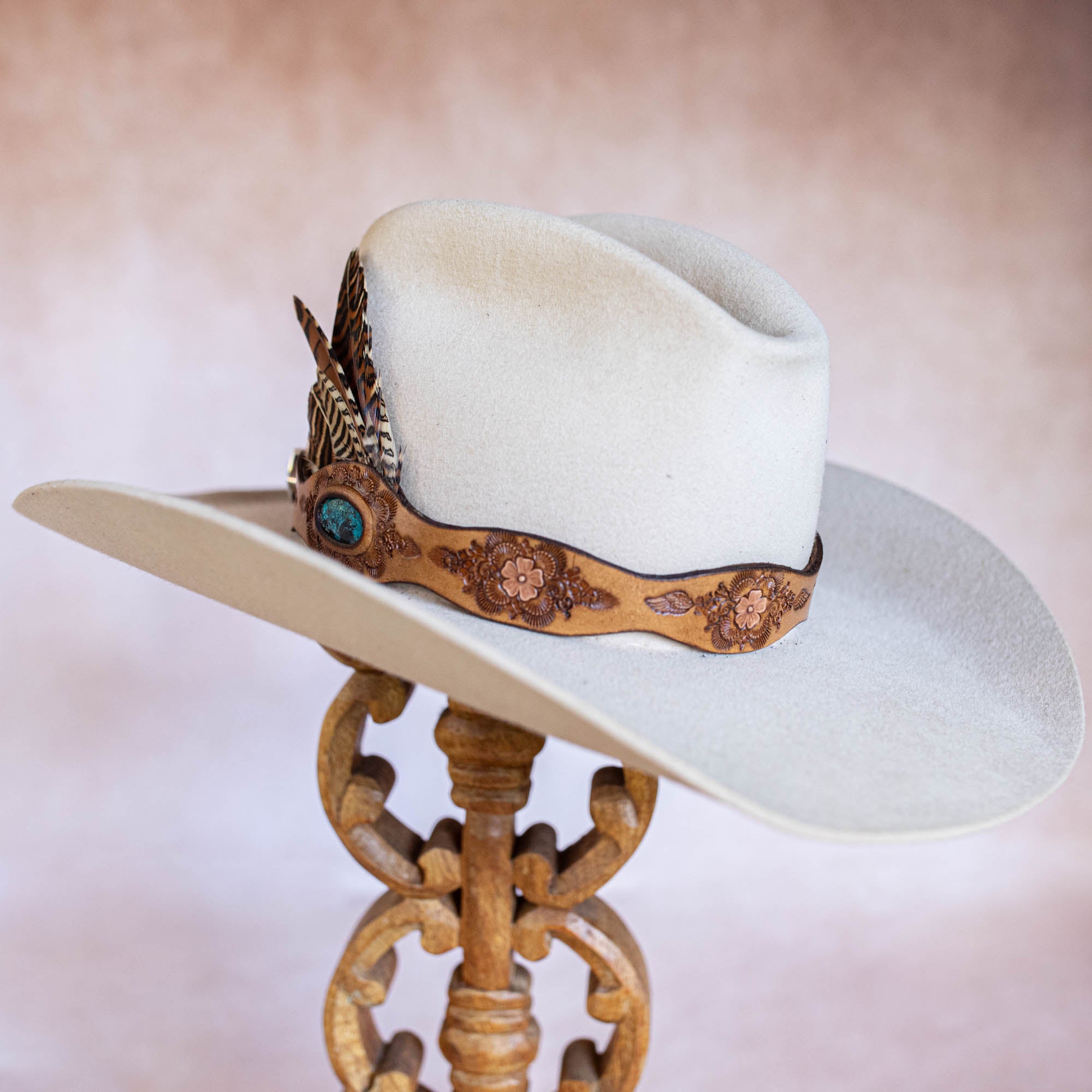Desert Bloom Hat Band with Turquoise
