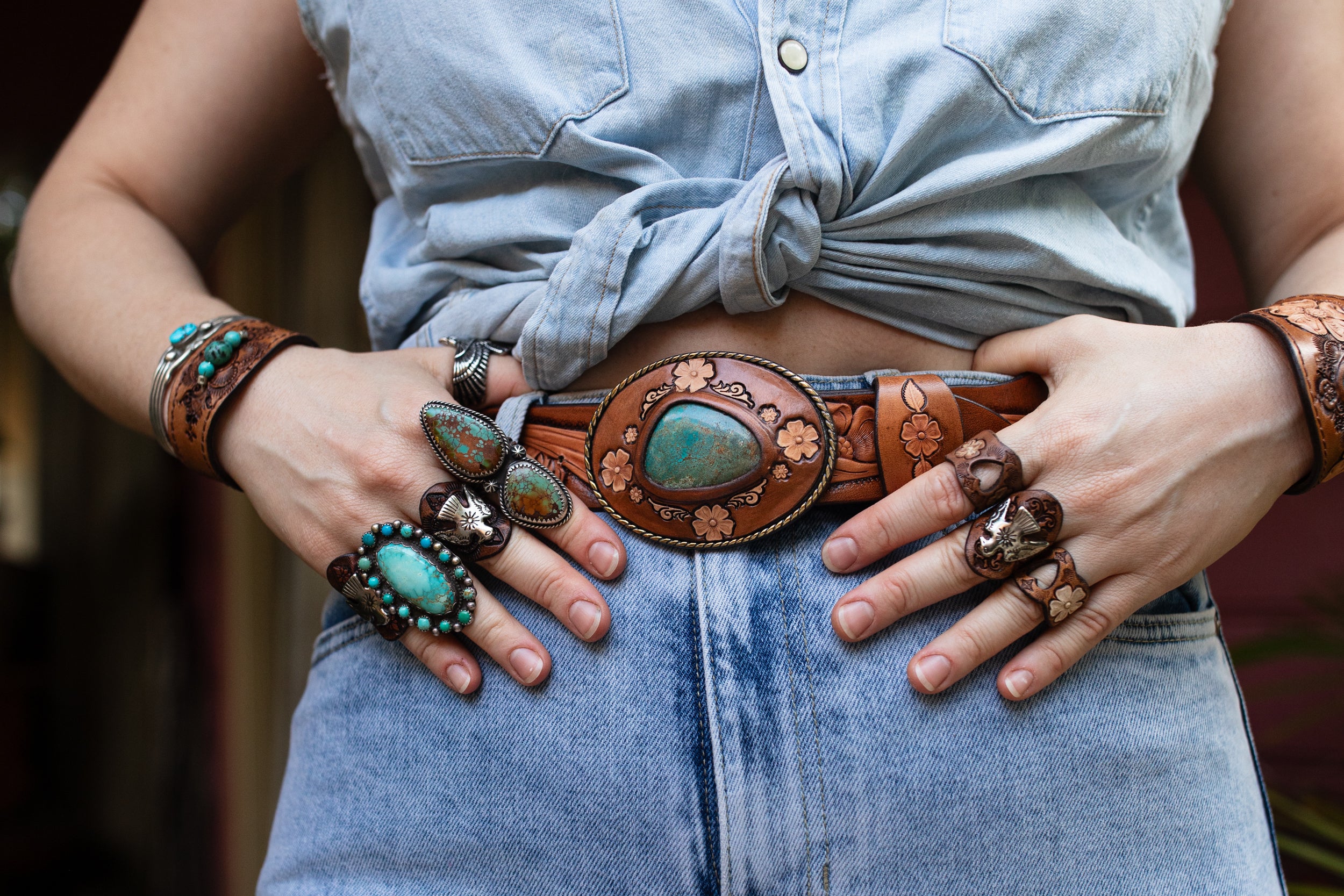 Desert Ranger Belt with Turquoise