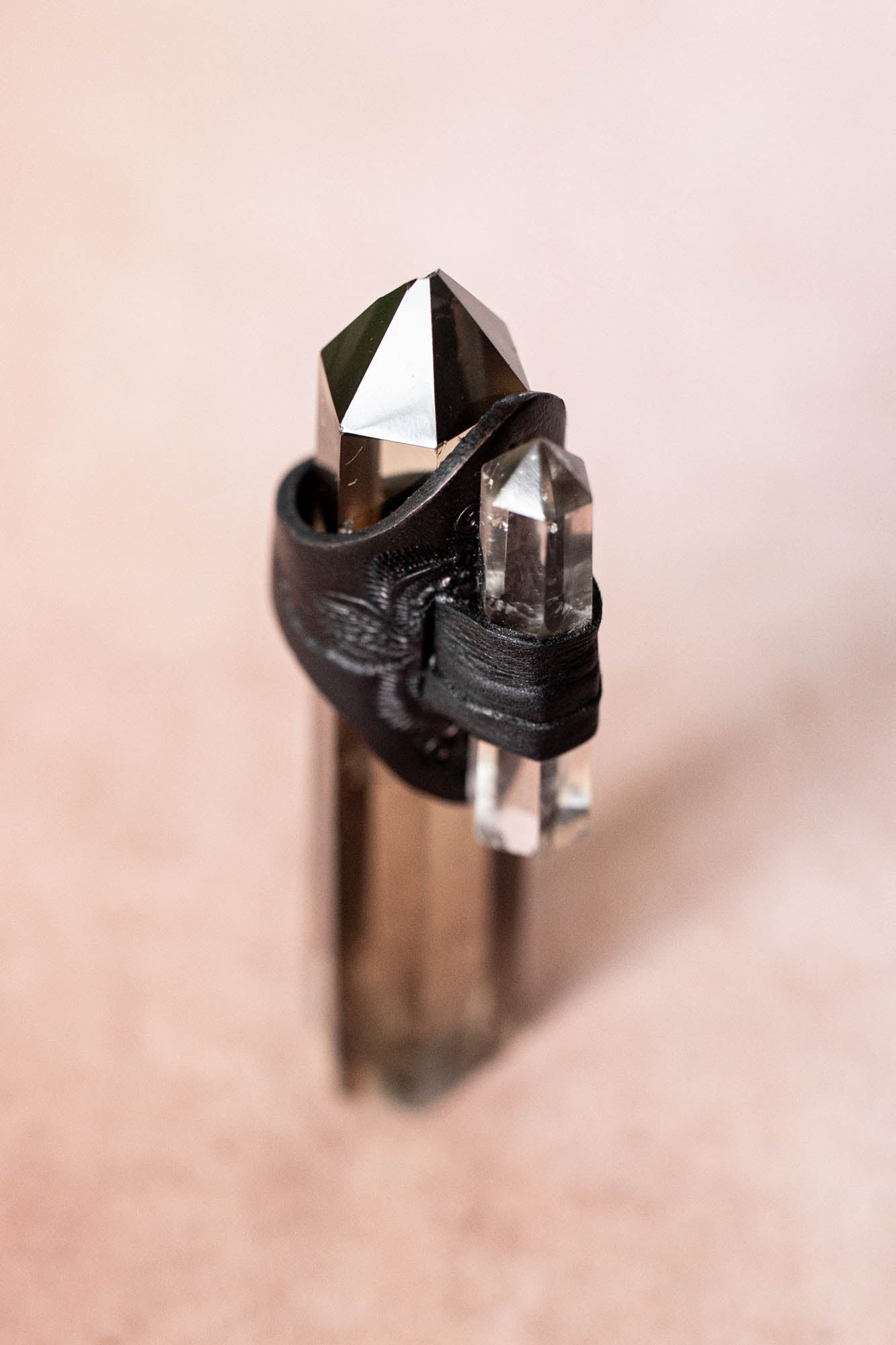 Black Magic Druid Ring with Quartz Crystal