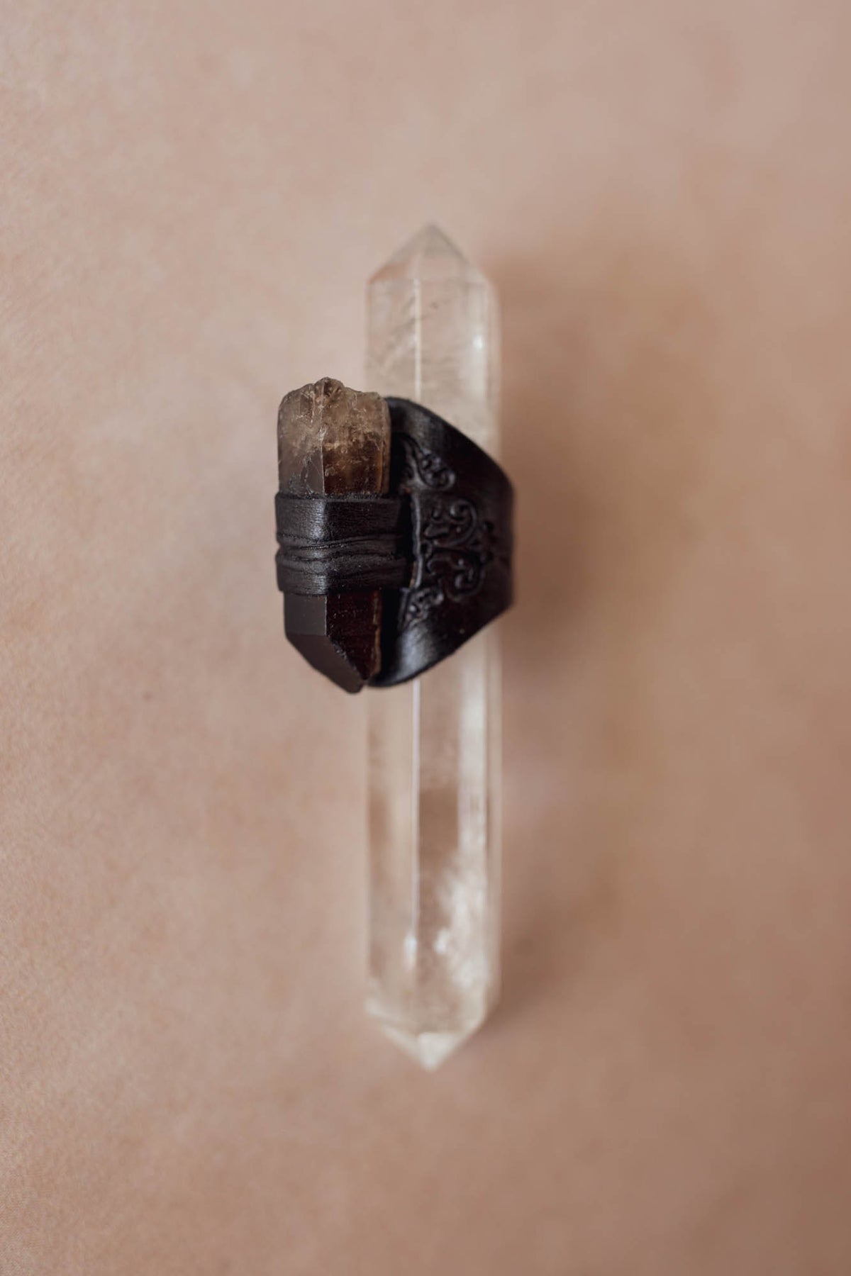 Black Magic Druid Ring with Smoky Quartz
