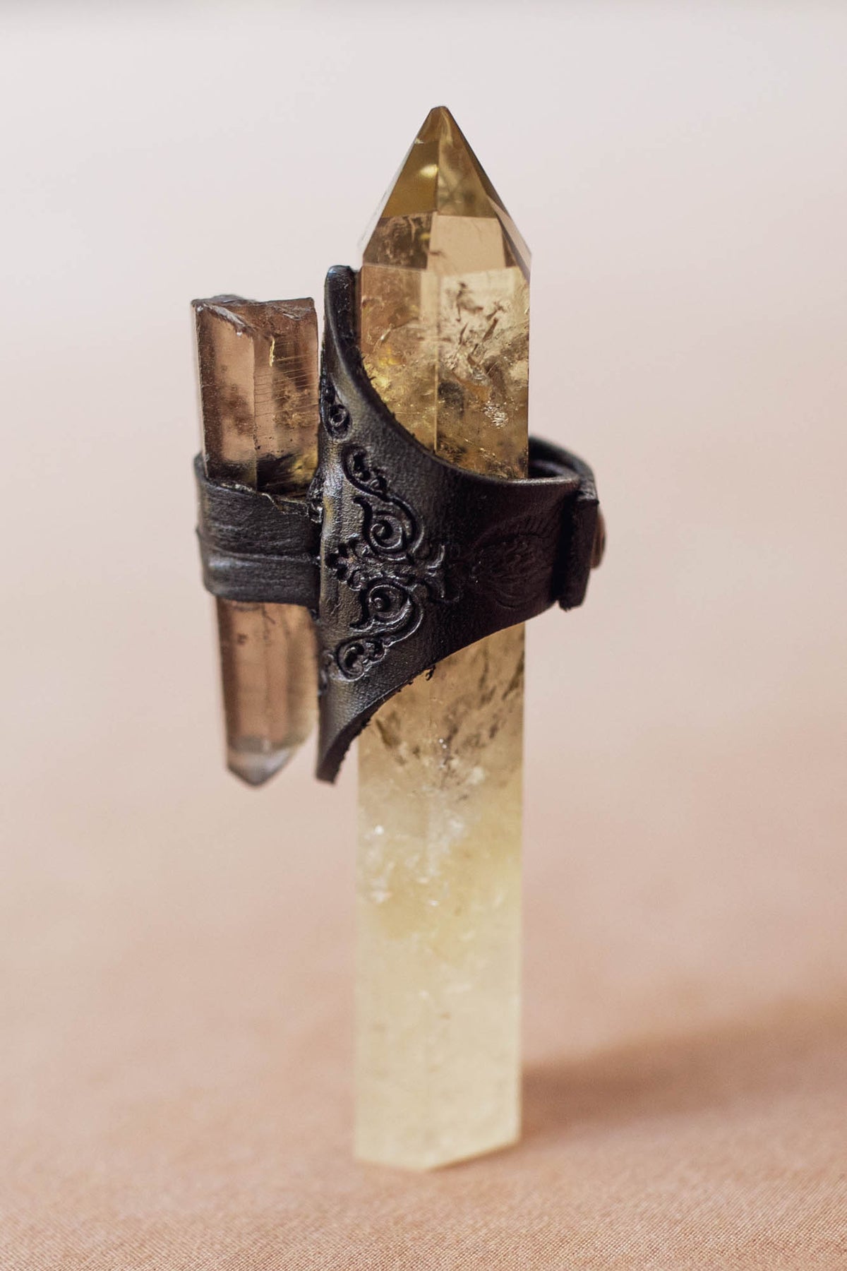 Black Magic Druid Ring with Smoky Quartz