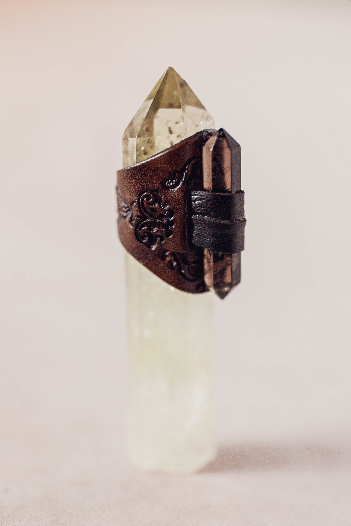 Druid Ring with Smoky Quartz Crystal