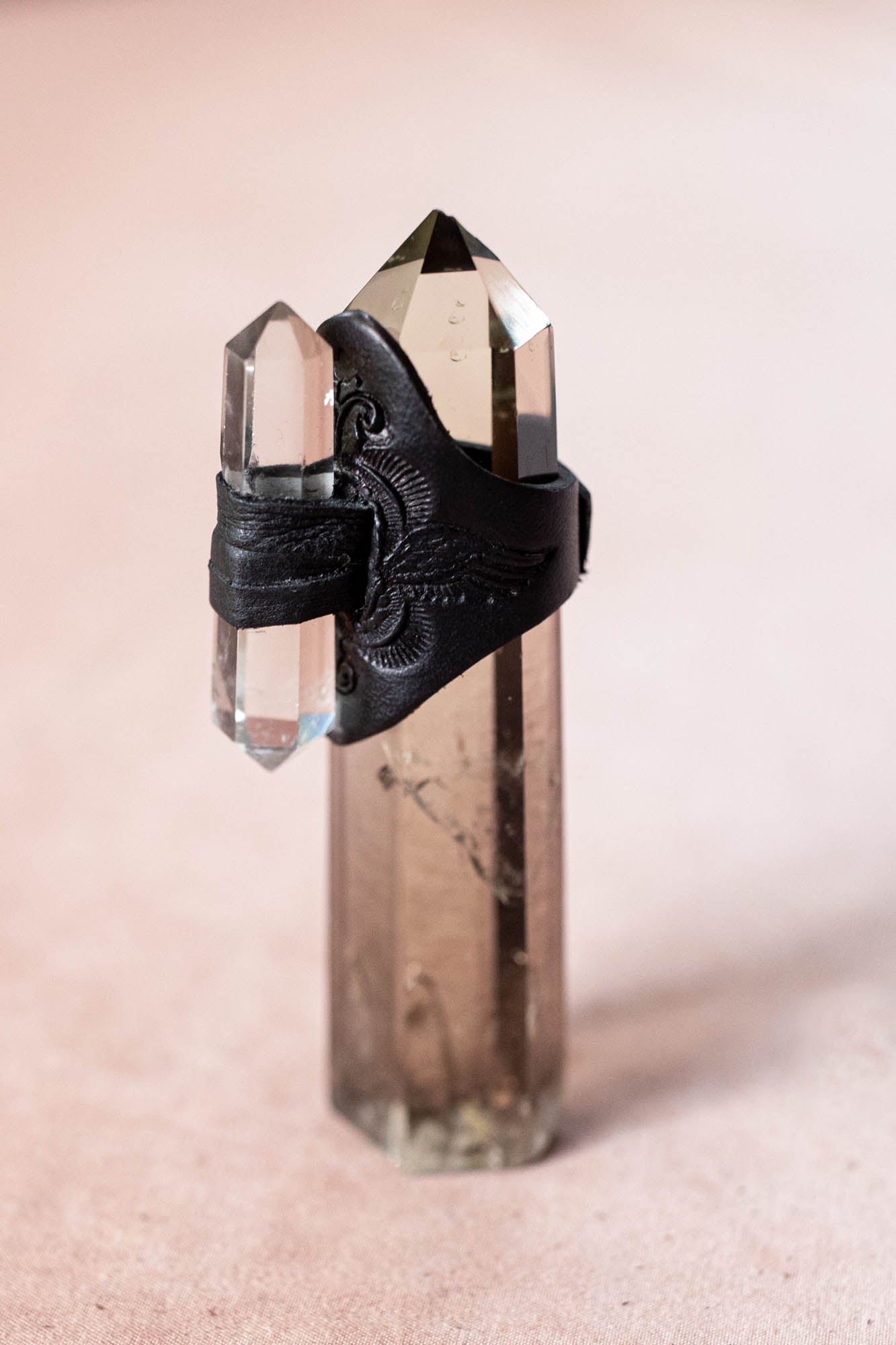 Black Magic Druid Ring with Quartz Crystal