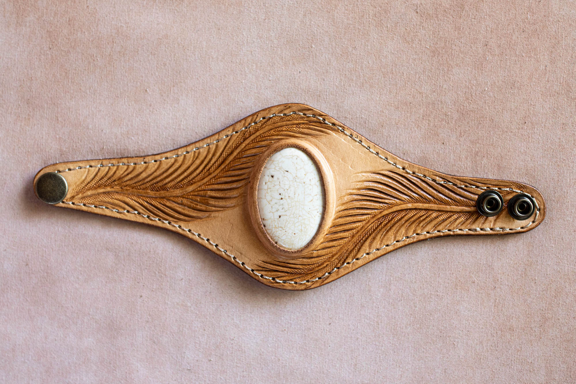 Eagle Feather Cuff with Wild Horse Magnesite