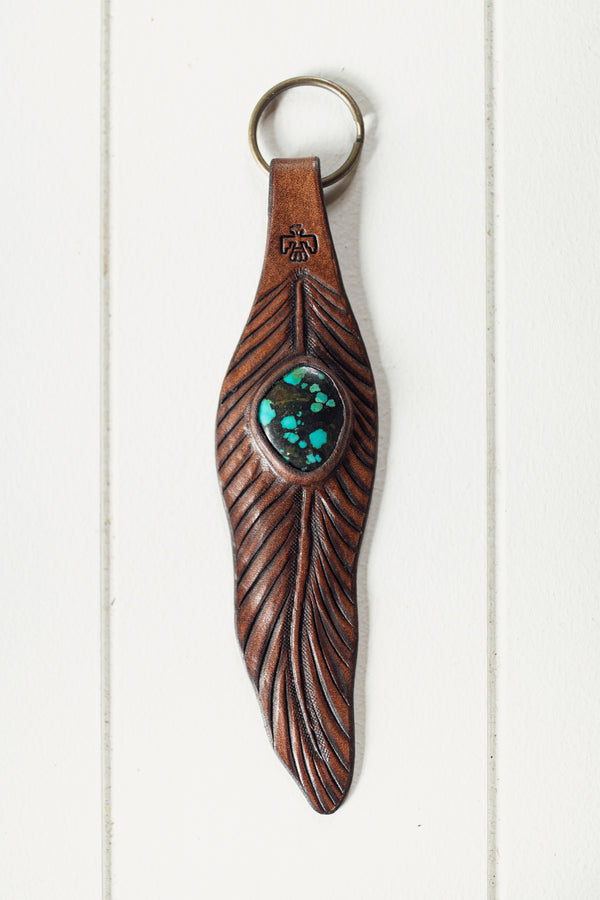 Feather Key Ring with Turquoise