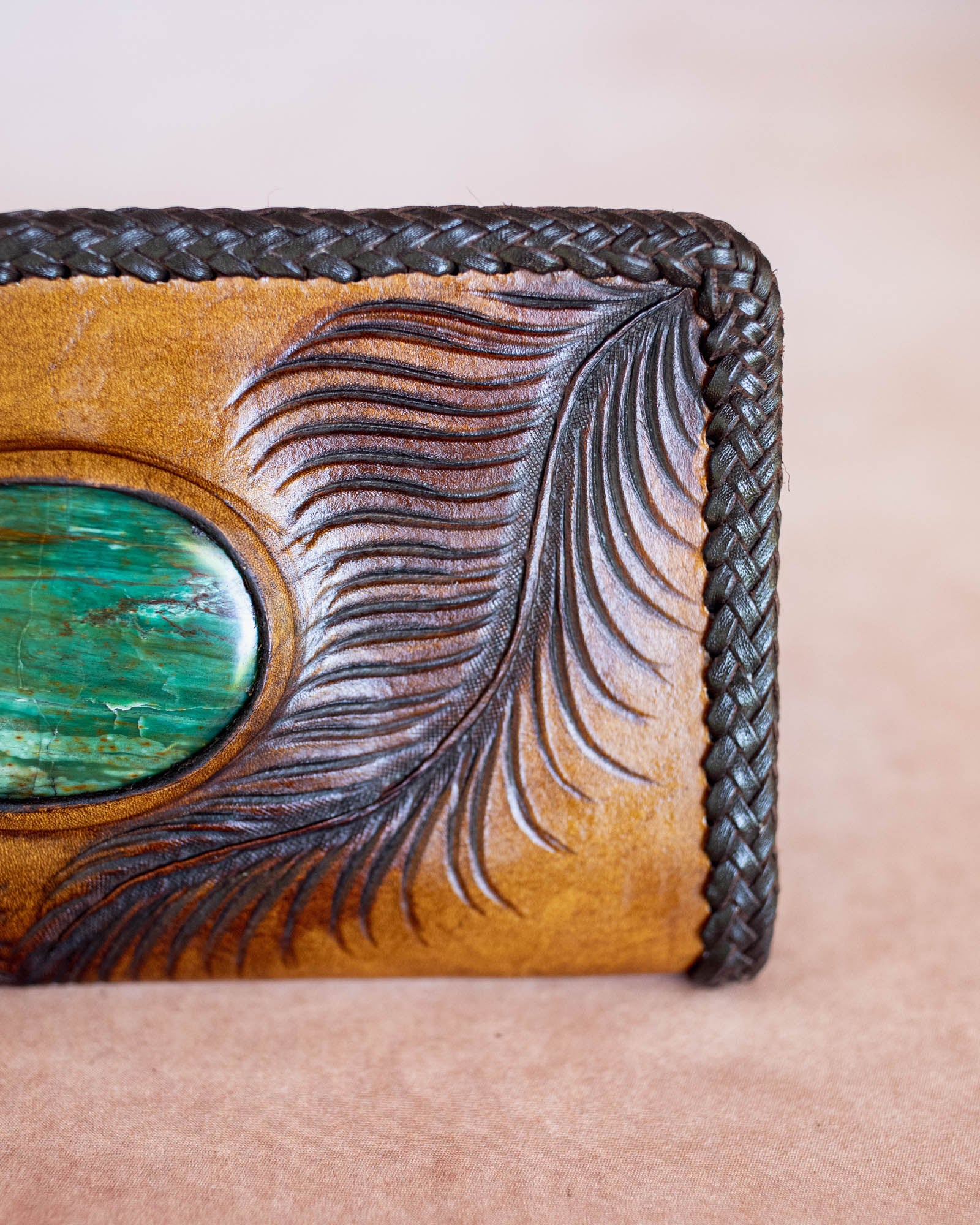 Large Eagle Feather Wallet with Dragon Stone