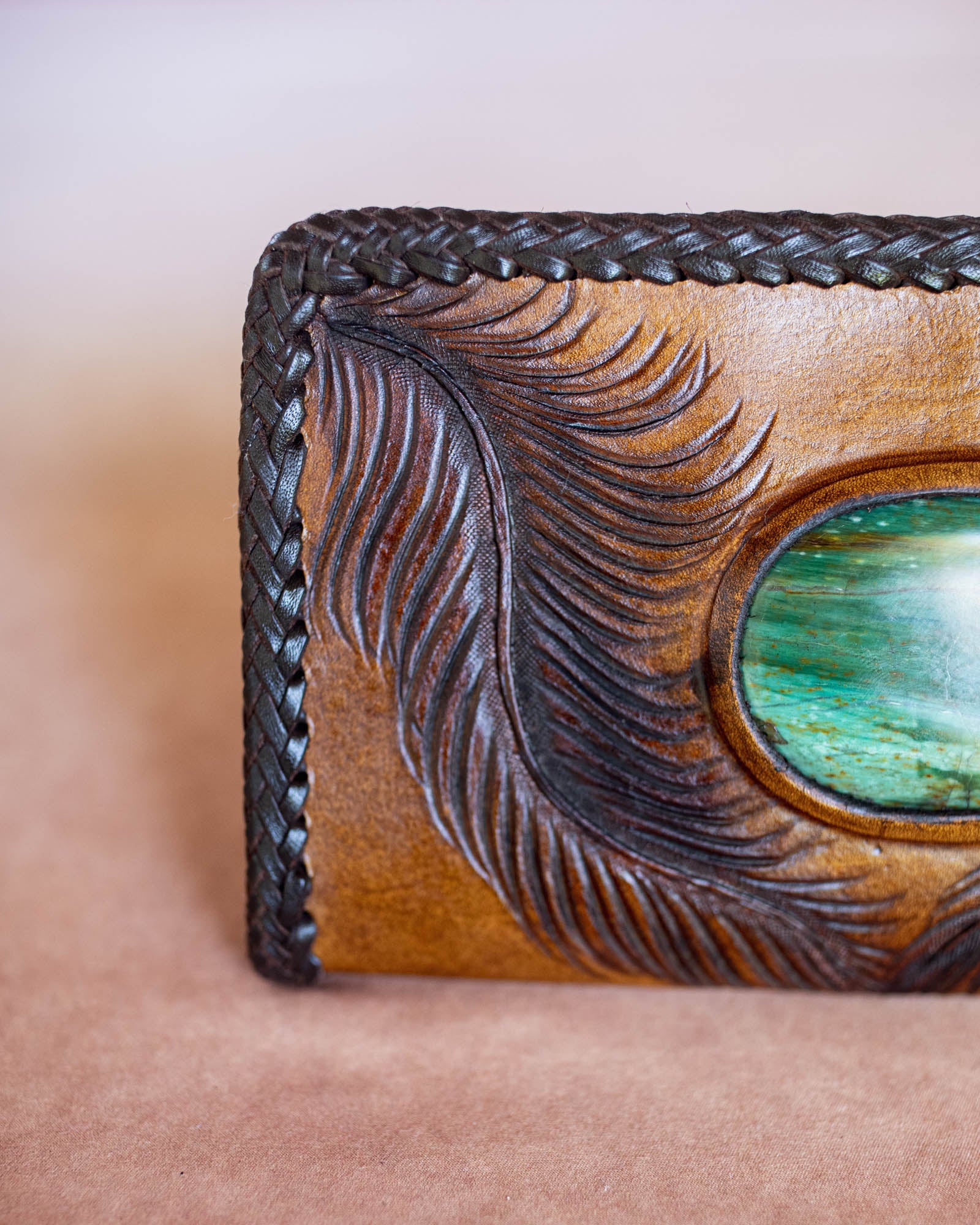 Large Eagle Feather Wallet with Dragon Stone