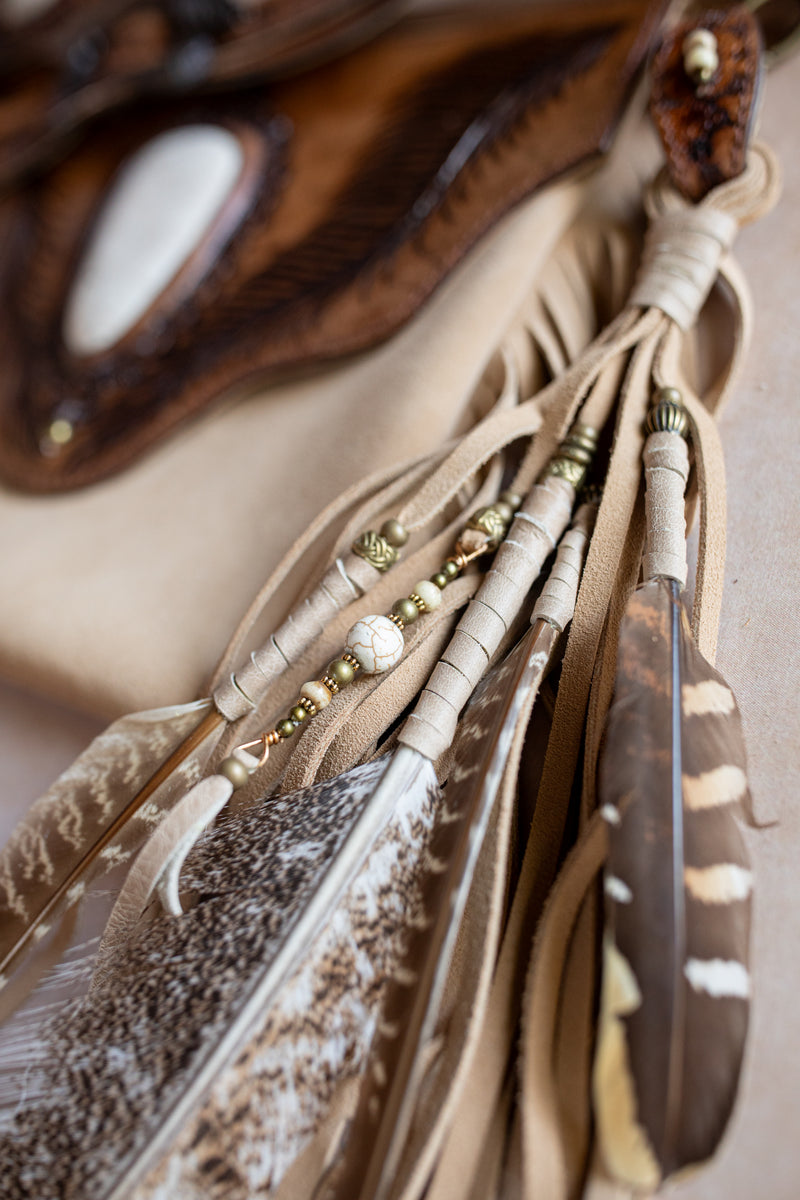 Eagle Feather Gypsy Wanderer Bag with Wild Horse Magnesite