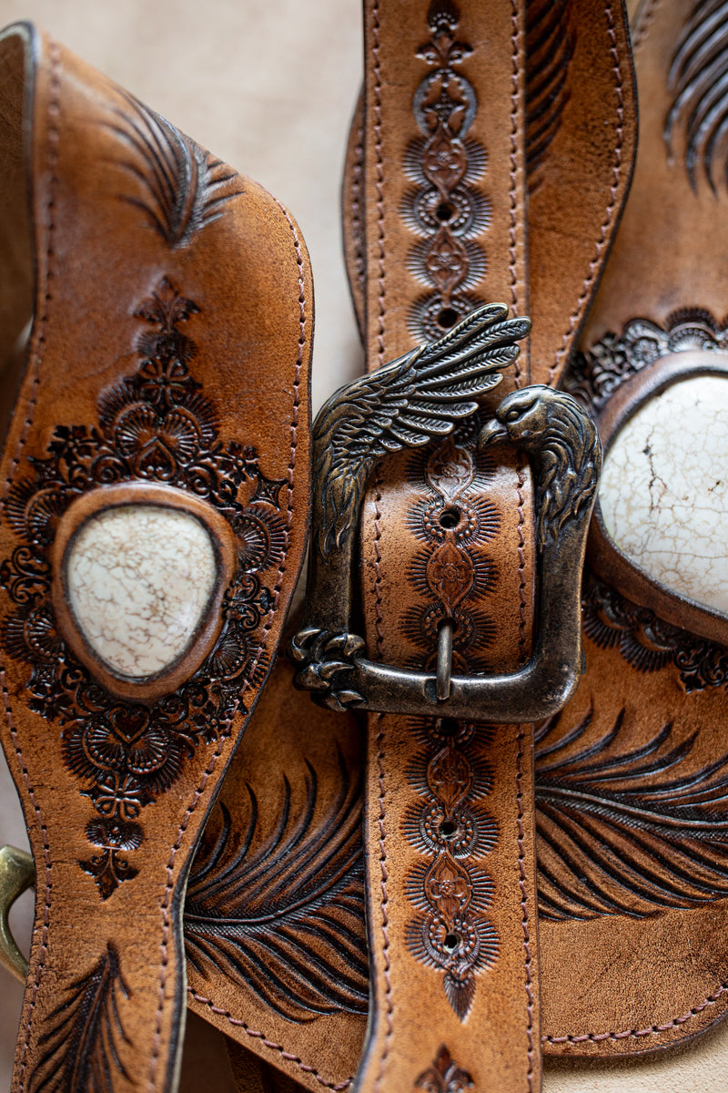 Eagle Feather Gypsy Wanderer Bag with Wild Horse Magnesite