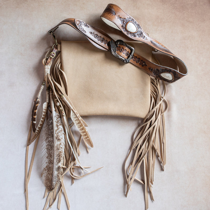 Eagle Feather Gypsy Wanderer Bag with Wild Horse Magnesite