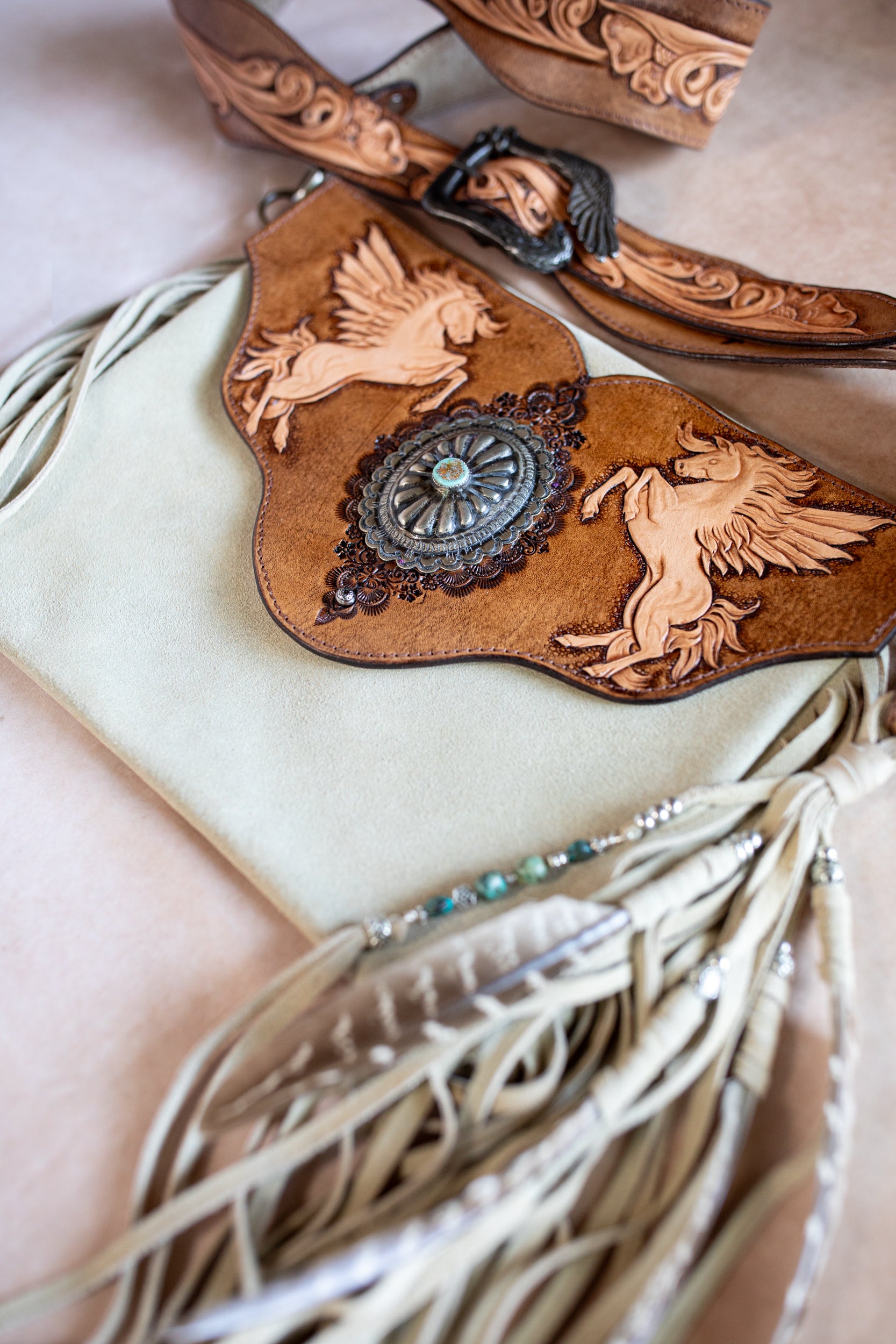 Pegasus Gypsy Wanderer Bag with Navajo Conchos