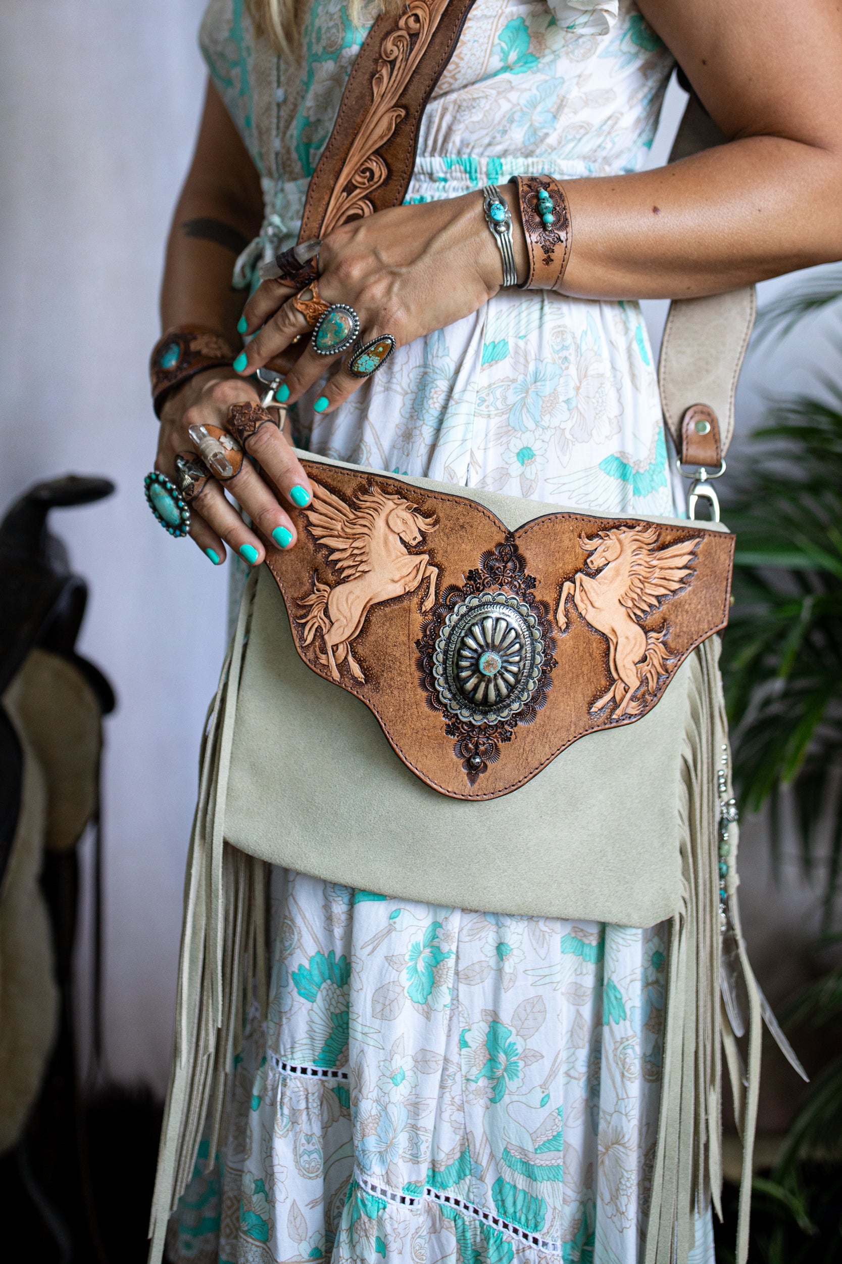 Pegasus Gypsy Wanderer Bag with Navajo Conchos