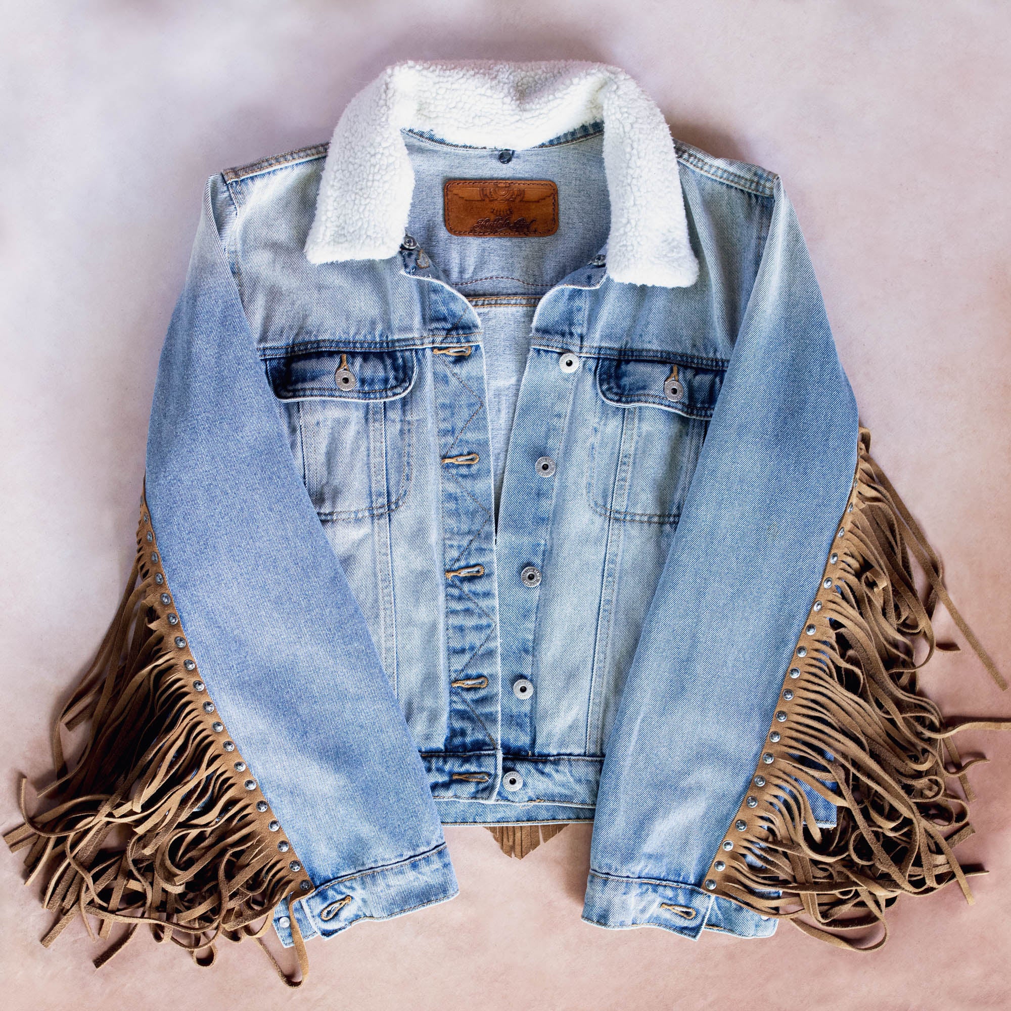 Blue Denim Easy Rider Tasseled Eagle Jacket with Hidden Horse Patch