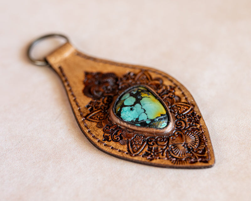 Mandala Key Ring with High Grade Turquoise