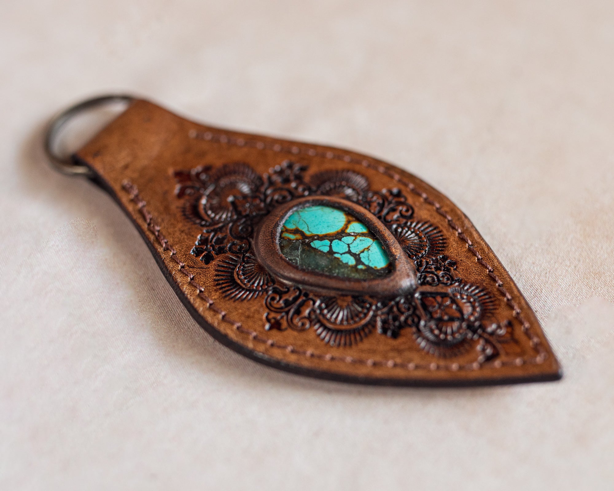 Mandala Key Ring with Turquoise