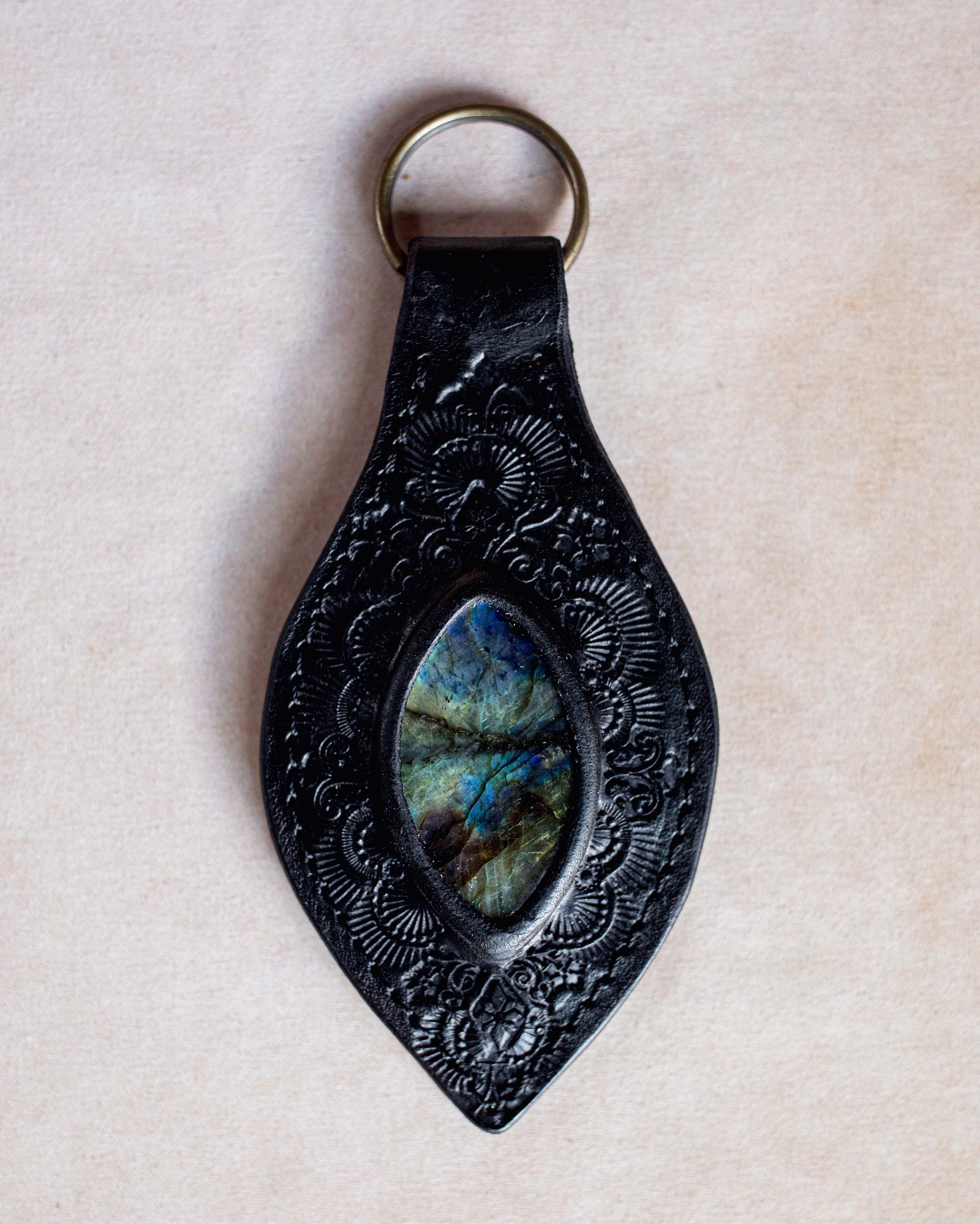 Mandala Key Ring with Labradorite