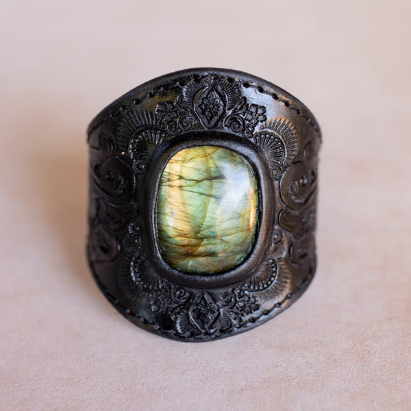 Black Magic Cuff with Labradorite