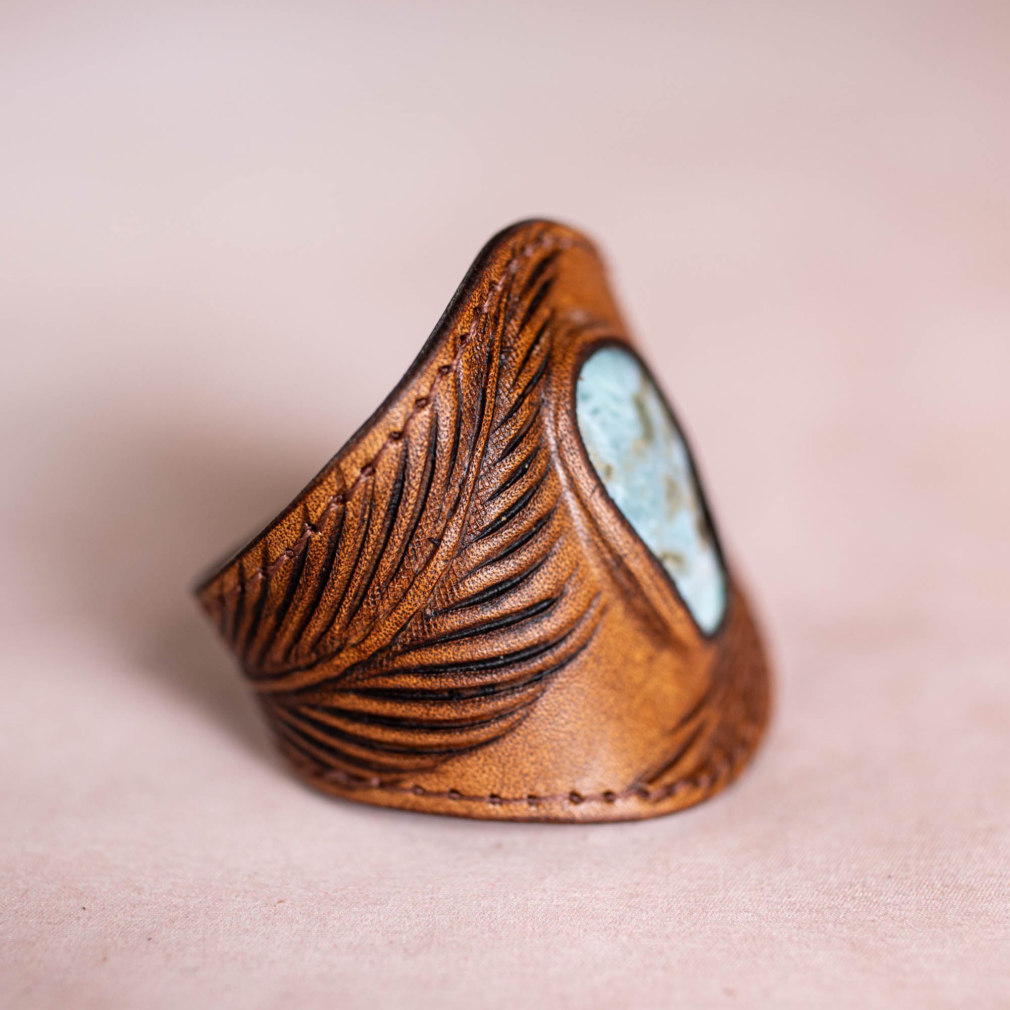 Eagle Feather Cuff with Larimar