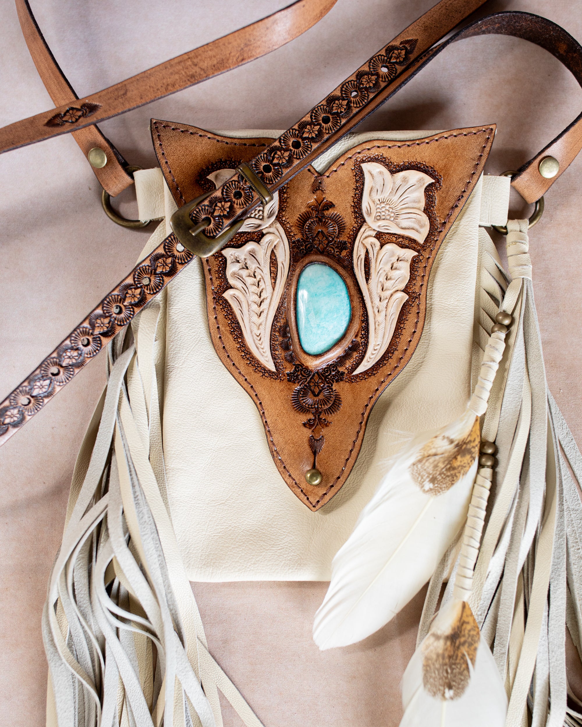 Desert Bloom Gypsy Wanderer Phone Pouch with Amazonite