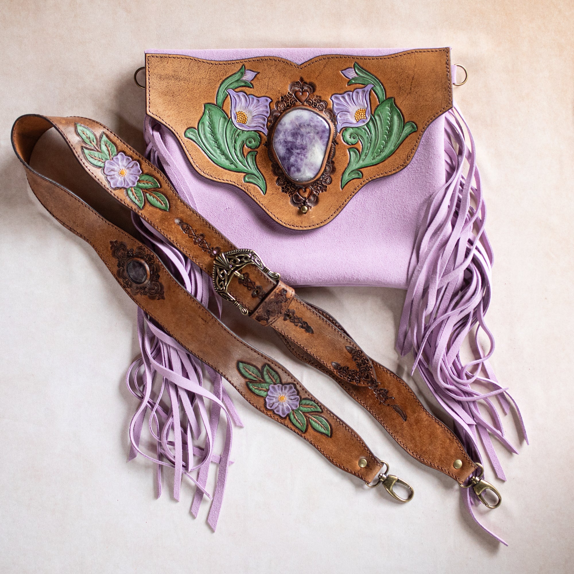 Lilac Gypsy Wanderer Bag with Chevron Amethyst